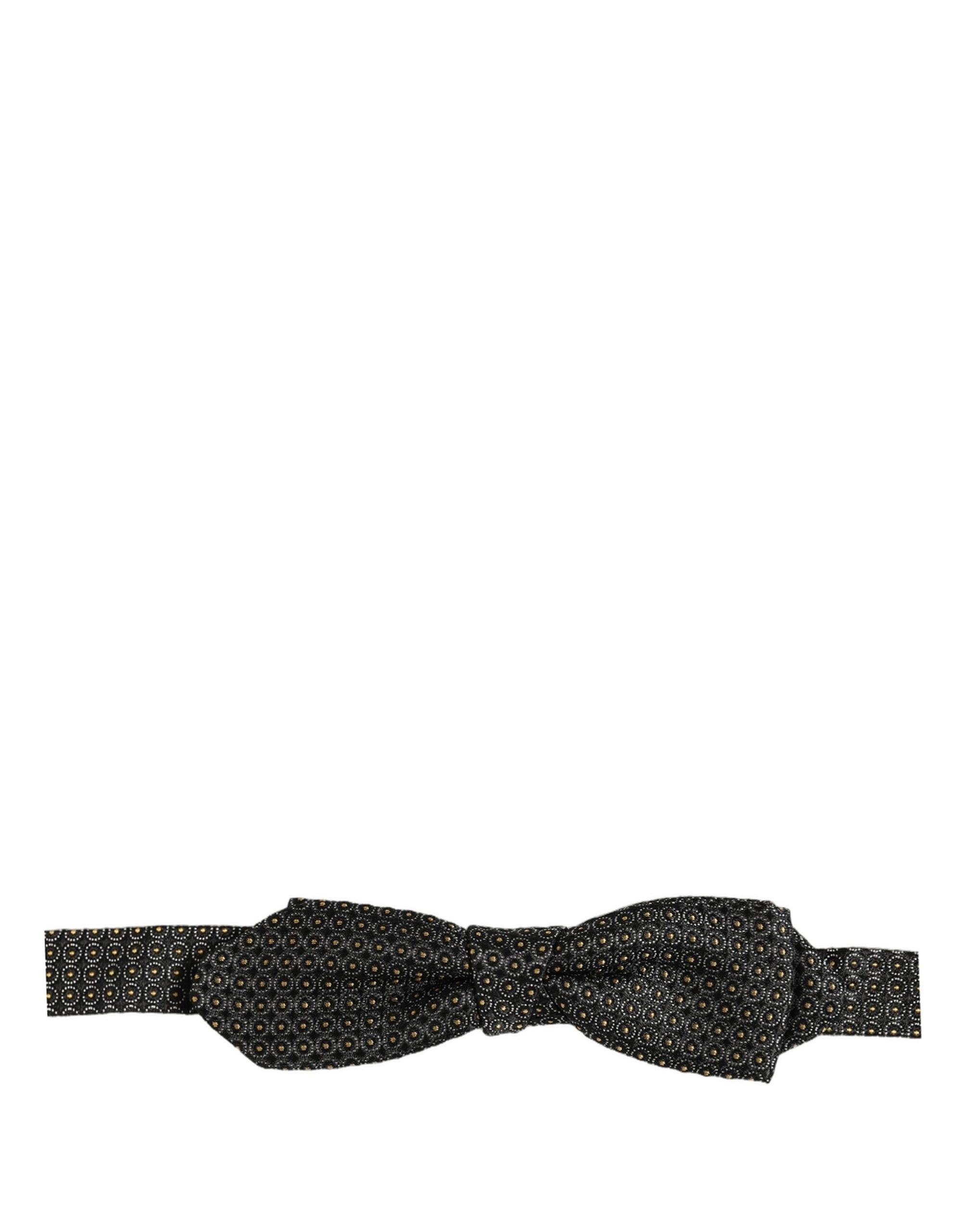 Dolce & Gabbana Men Black Dotted Silk Adjustable Neck Papillon Bow Tie