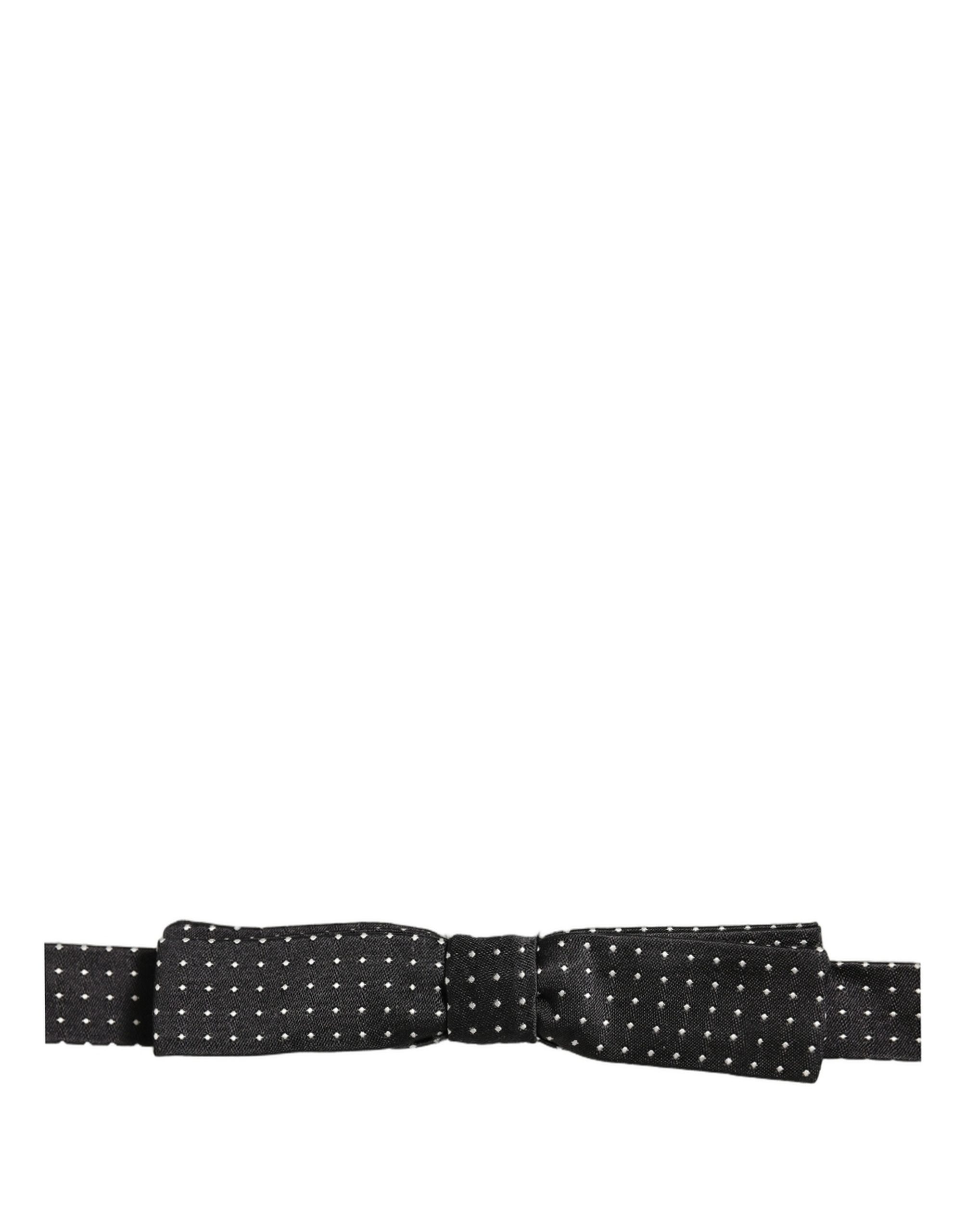 Dolce & Gabbana Black White Polka Dot Adjustable Neck Papillon Bow Tie - Image 3