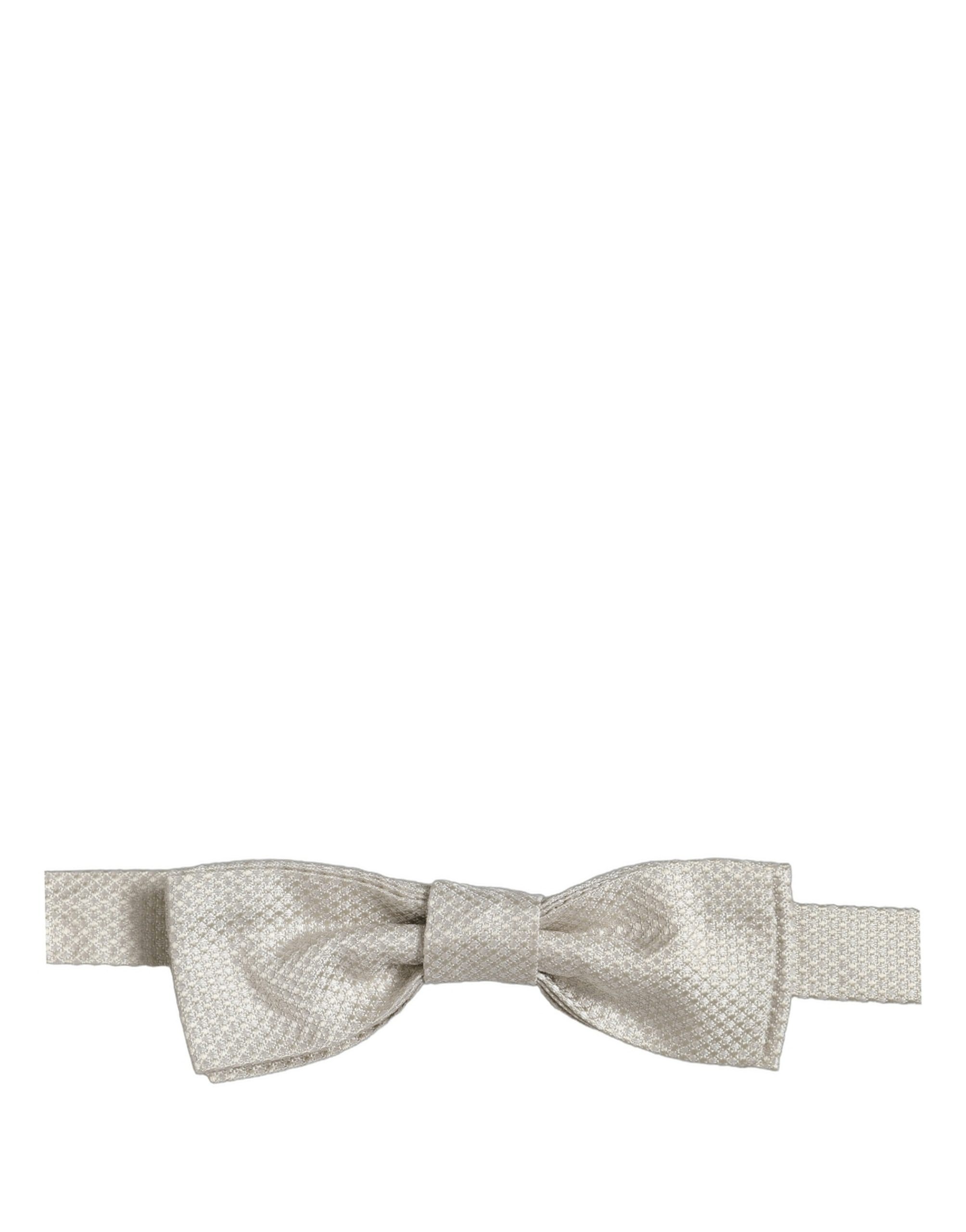 Dolce & Gabbana Men White 100% Silk Adjustable Neck Papillon Bow Tie - Image 2