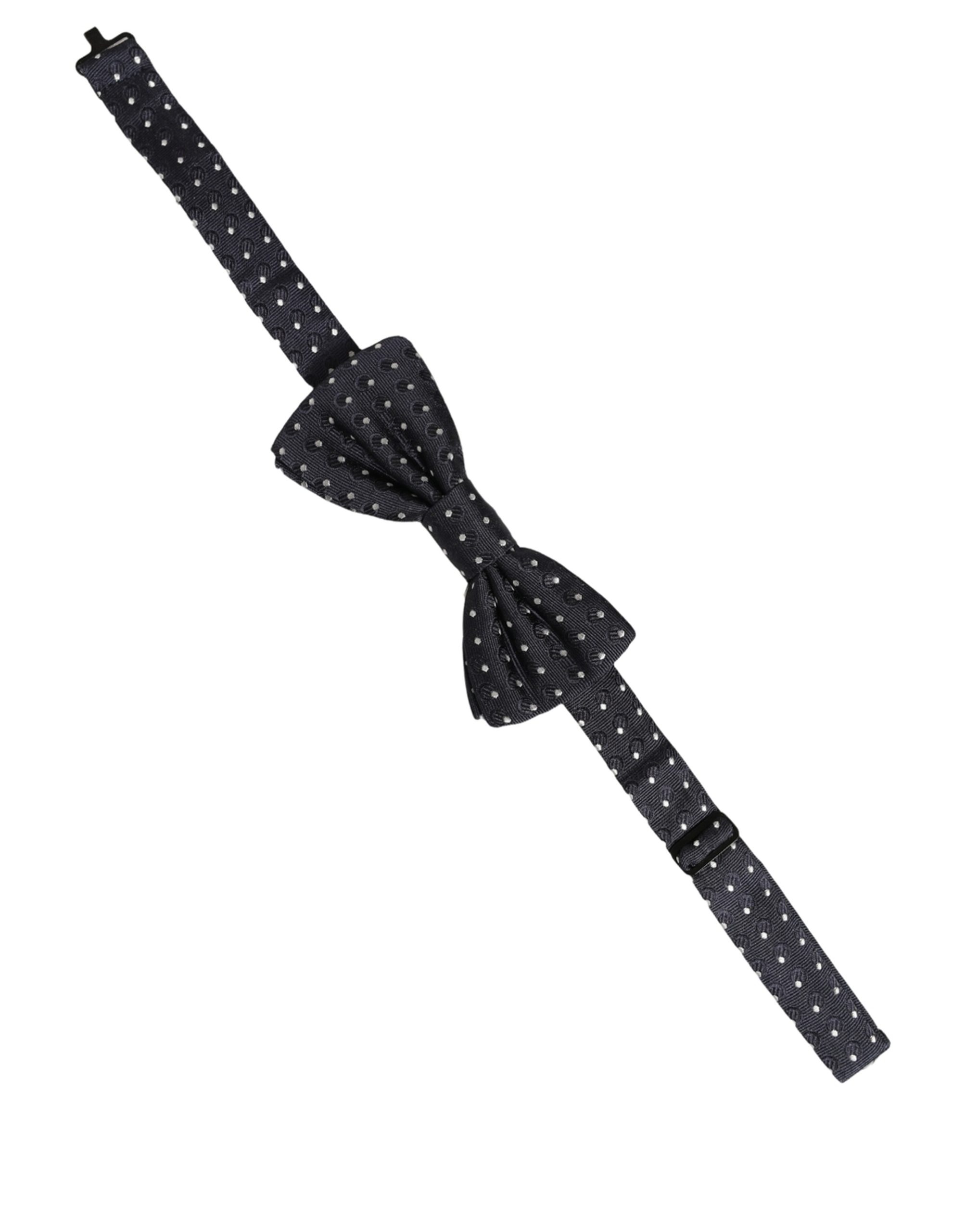 Dolce & Gabbana Dark Blue White Polka Dot Adjustable Neck Papillon Bow Tie - Image 2