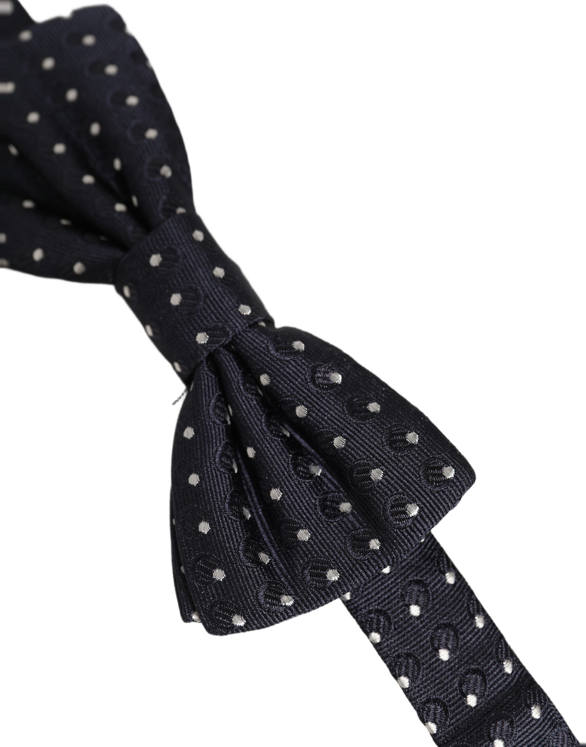 Dolce & Gabbana Dark Blue White Polka Dot Adjustable Neck Papillon Bow Tie - Image 3