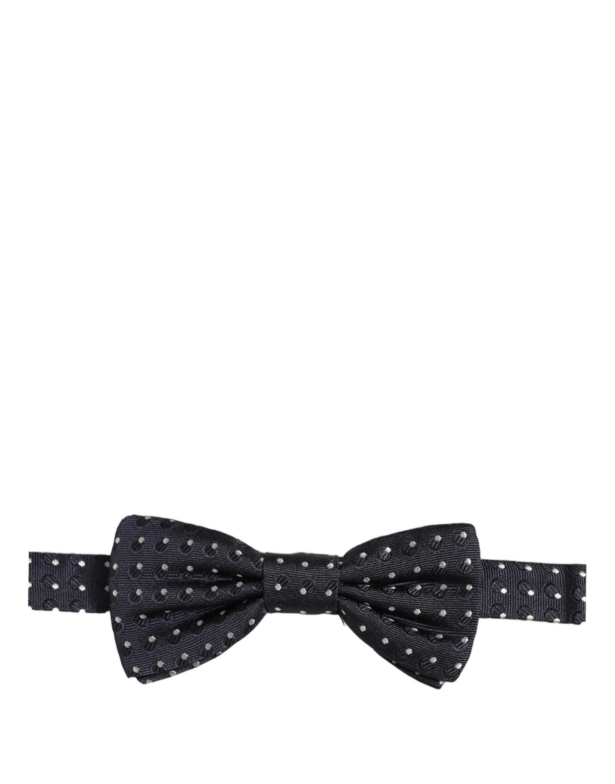 Dolce & Gabbana Dark Blue White Polka Dot Adjustable Neck Papillon Bow Tie - Image 5