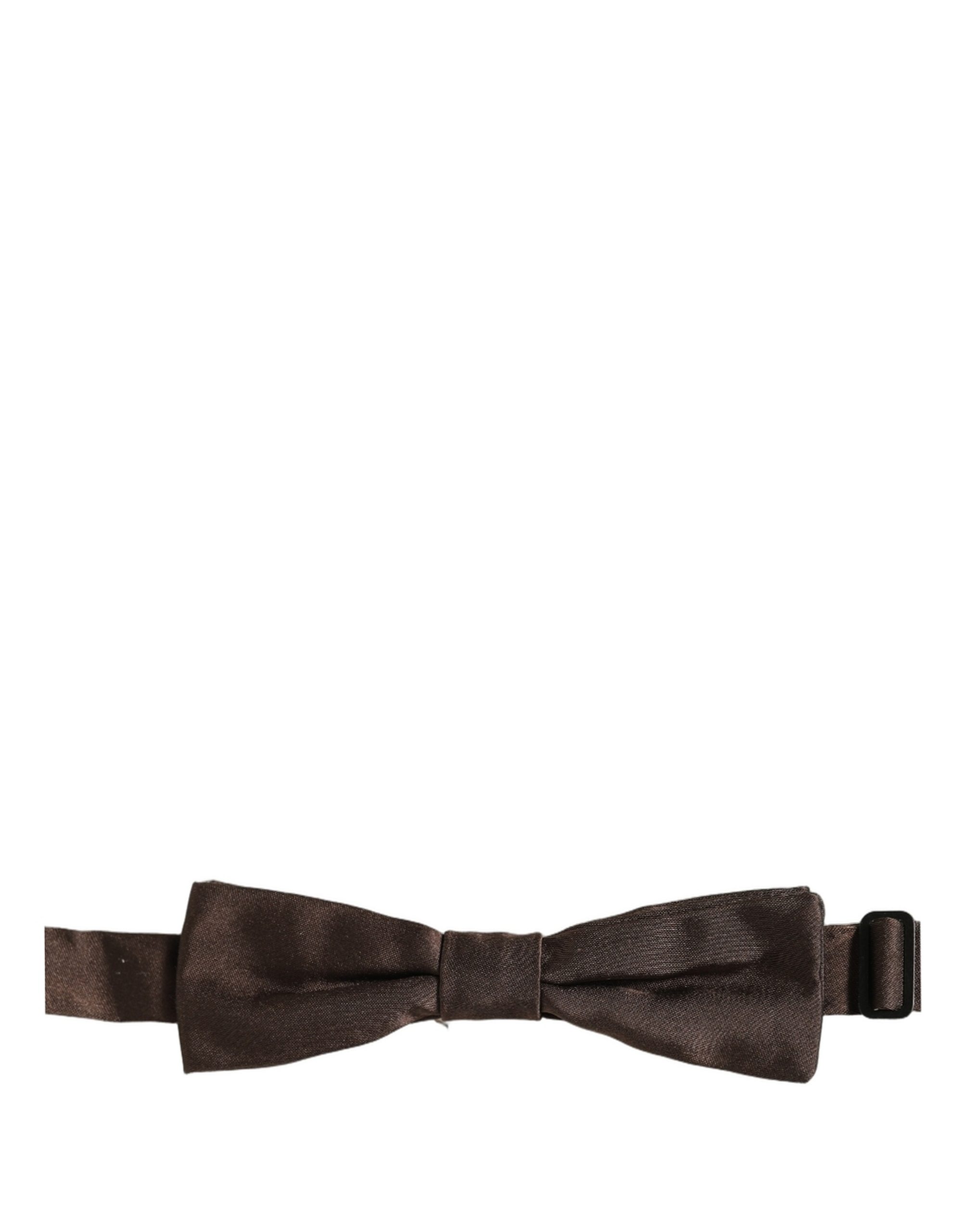 Dolce & Gabbana Men Brown 100% Silk Adjustable Neck Papillon Bow Tie - Image 2