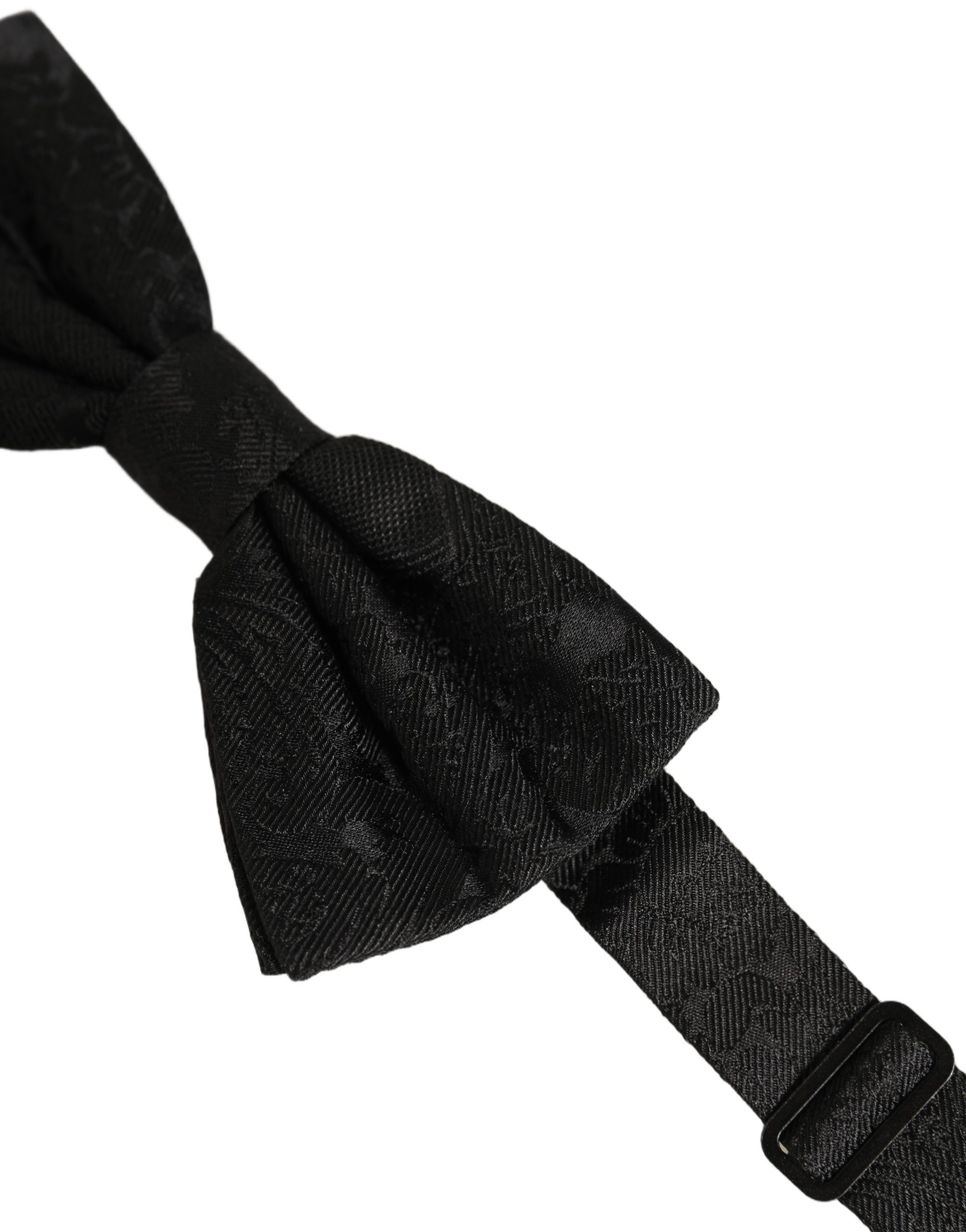 Dolce & Gabbana Men Dark Gray Paisley Silk Adjustable Neck Papillon Bow Tie - Image 3
