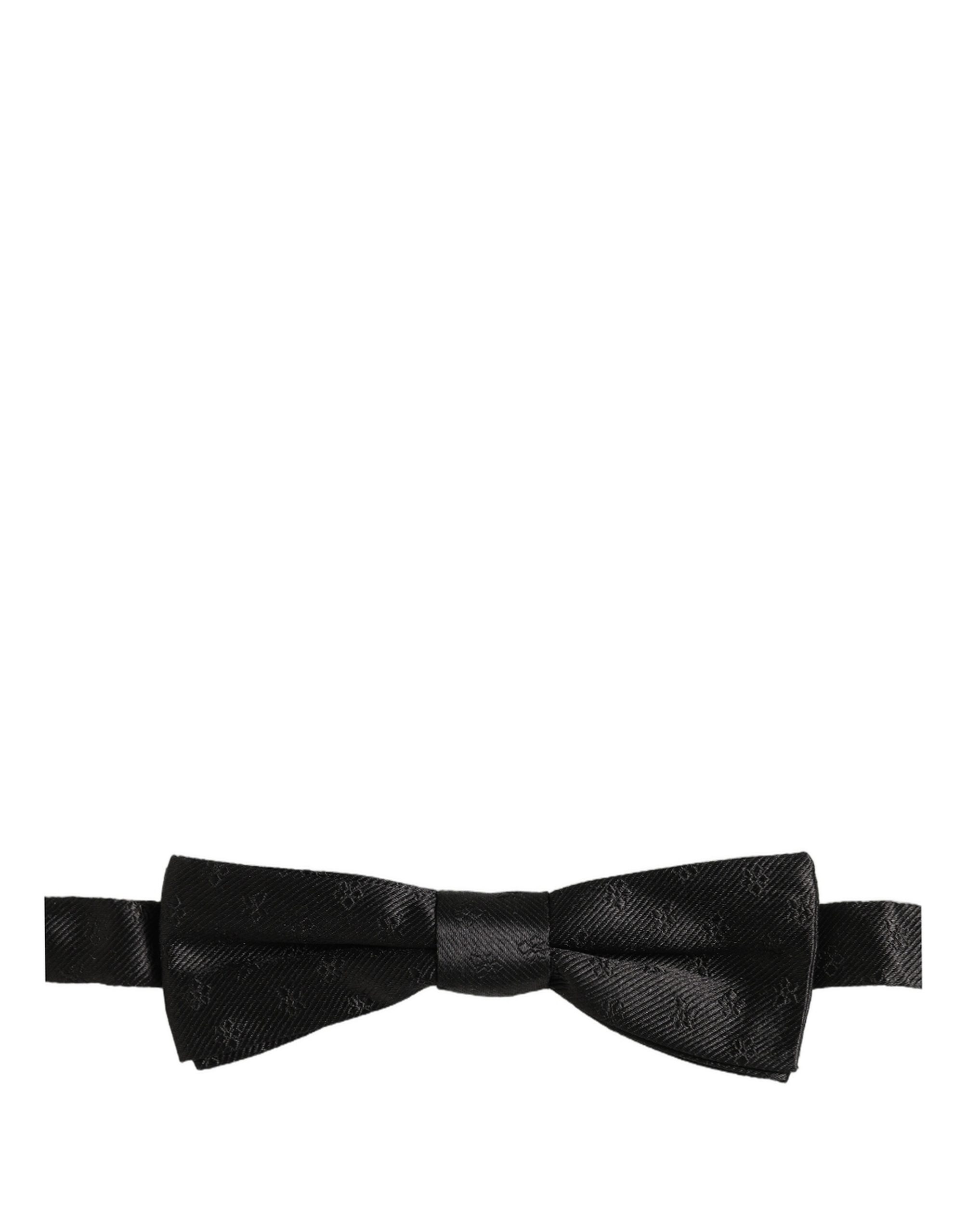 Dolce & Gabbana Men Black Floral Silk Adjustable Neck Papillon Bow Tie - Image 4
