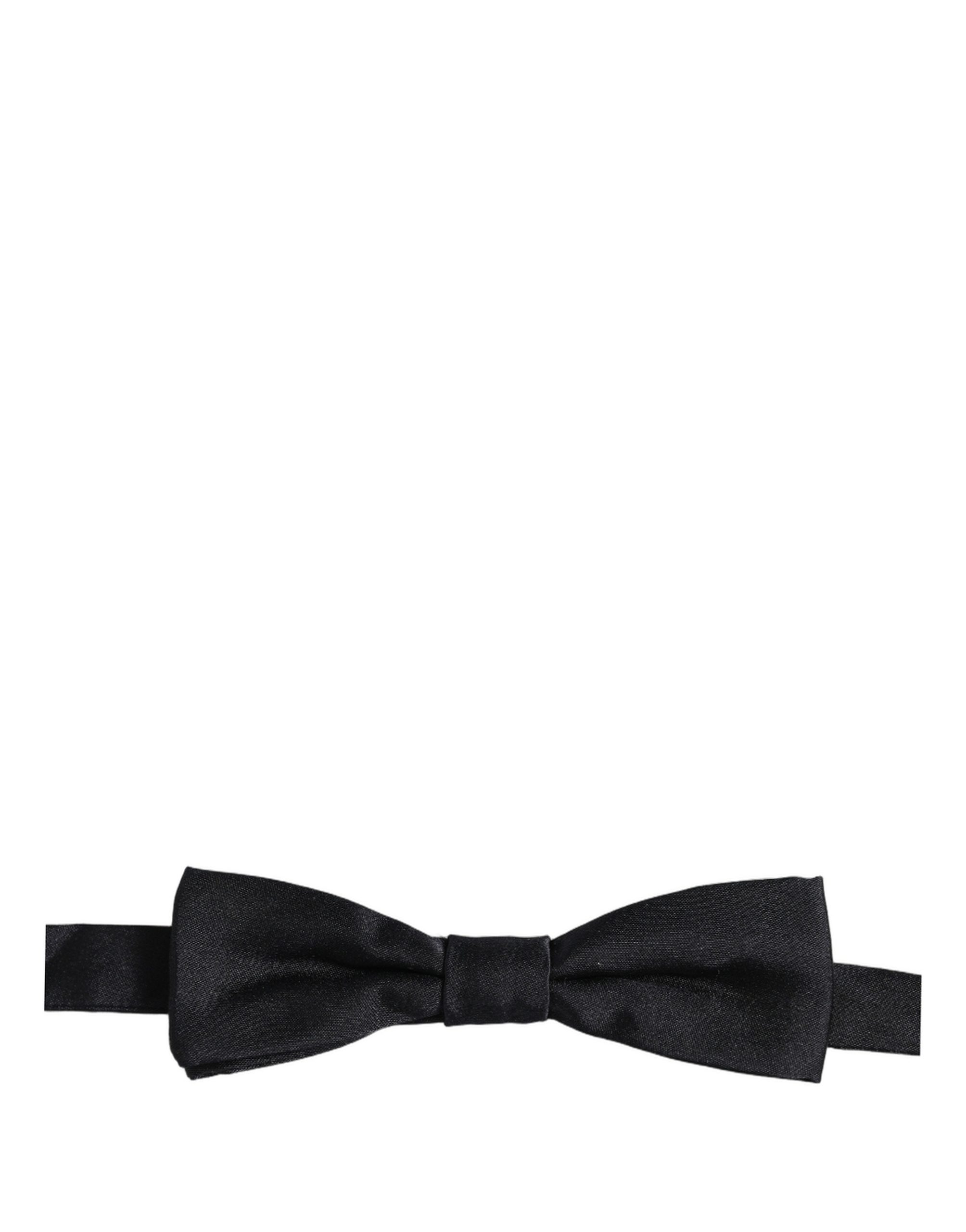 Dolce & Gabbana Men Dark Blue 100% Silk Adjustable Neck Papillon Bow Tie - Image 3