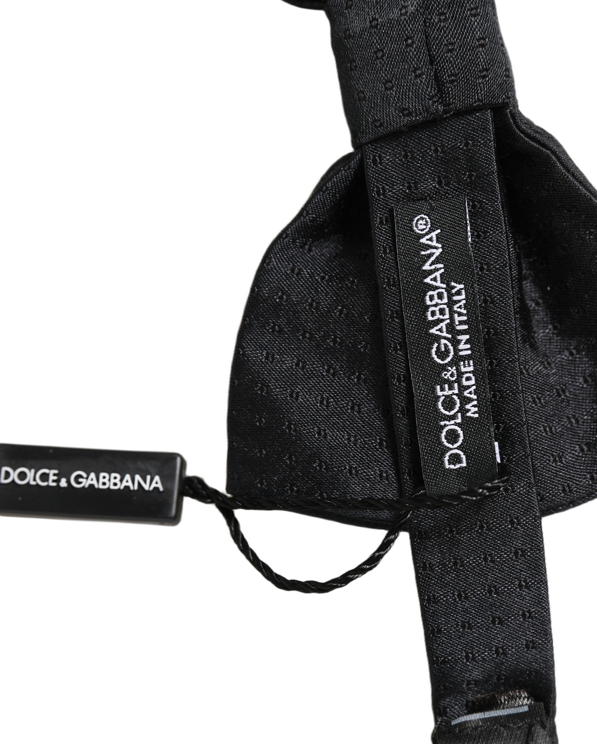 Dolce & Gabbana Men Black 100% Silk Adjustable Neck Papillon Bow Tie