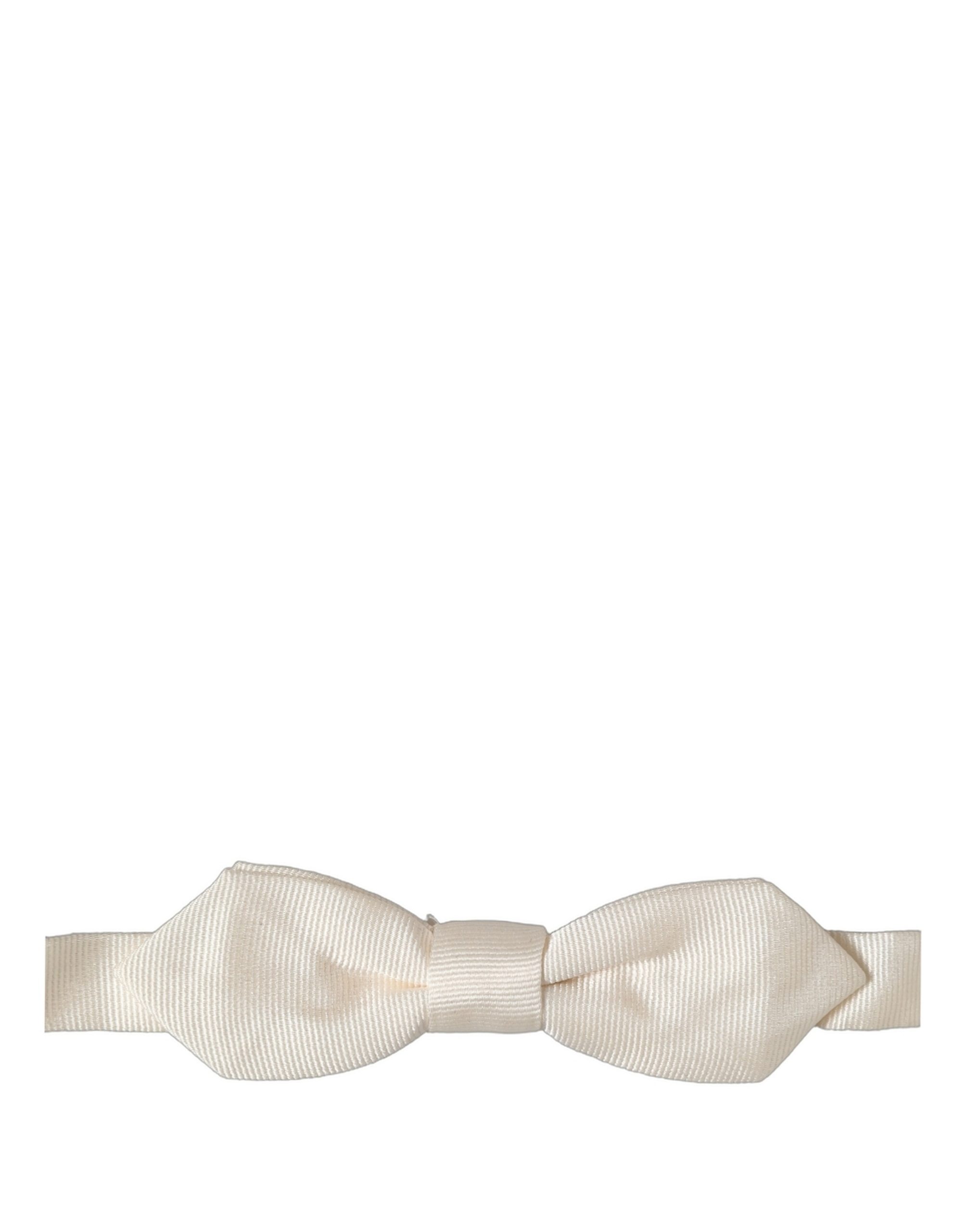 Dolce & Gabbana Men White 100% Silk Adjustable Neck Papillon Bow Tie - Image 3