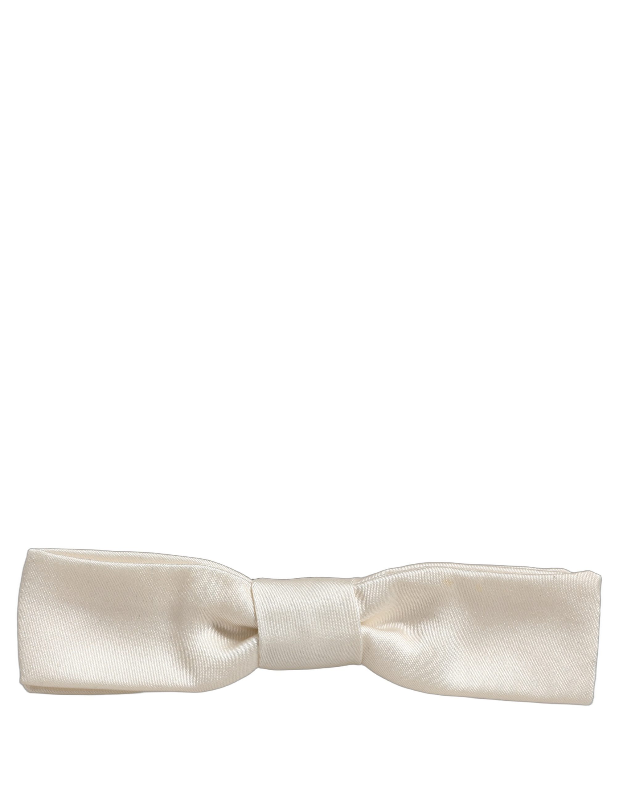 Dolce & Gabbana Men White 100% Silk Adjustable Neck Papillon Bow Tie