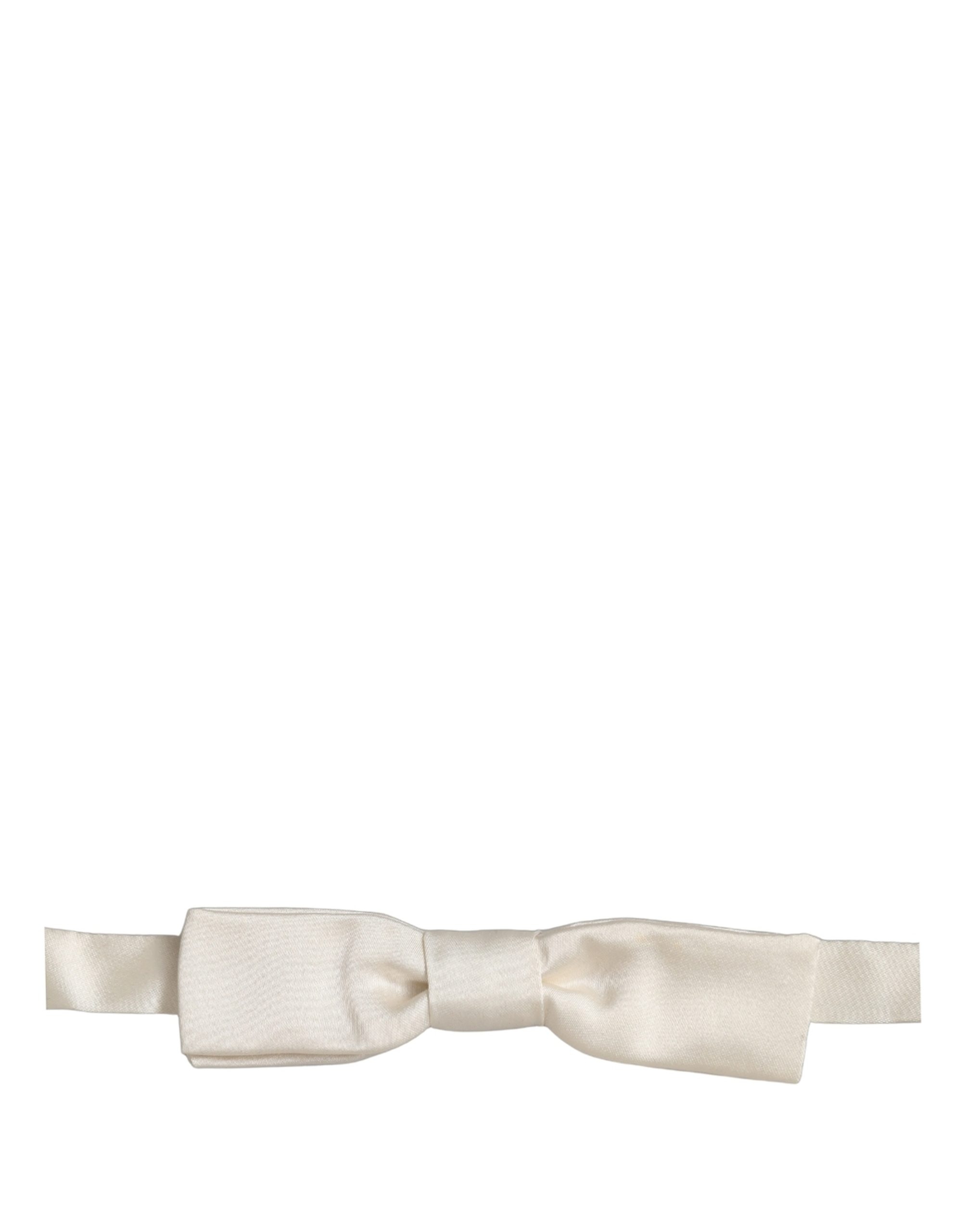 Dolce & Gabbana Men White 100% Silk Adjustable Neck Papillon Bow Tie - Image 4