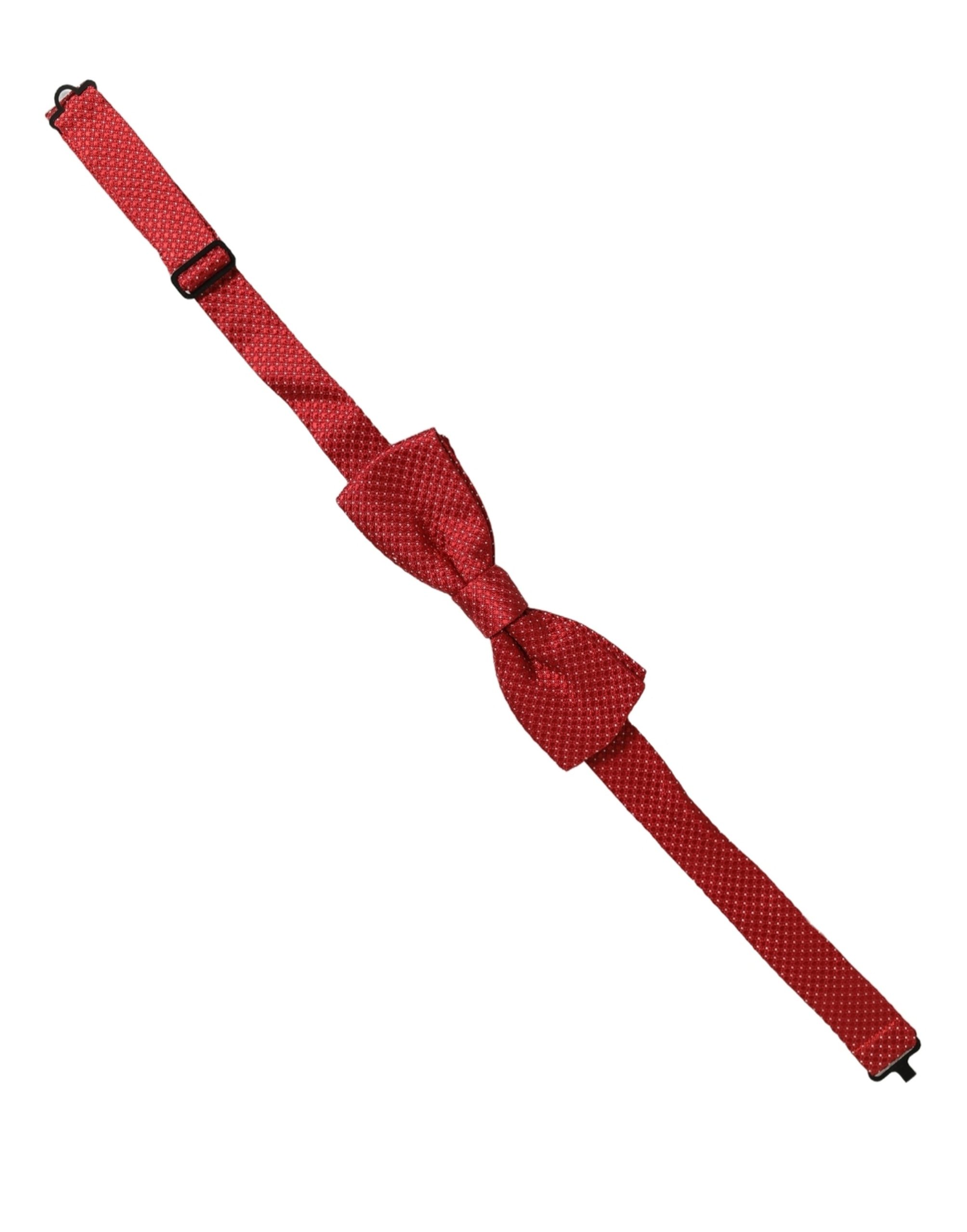 Dolce & Gabbana Men Red Polka Dot Silk Adjustable Neck Papillon Bow Tie - Image 2