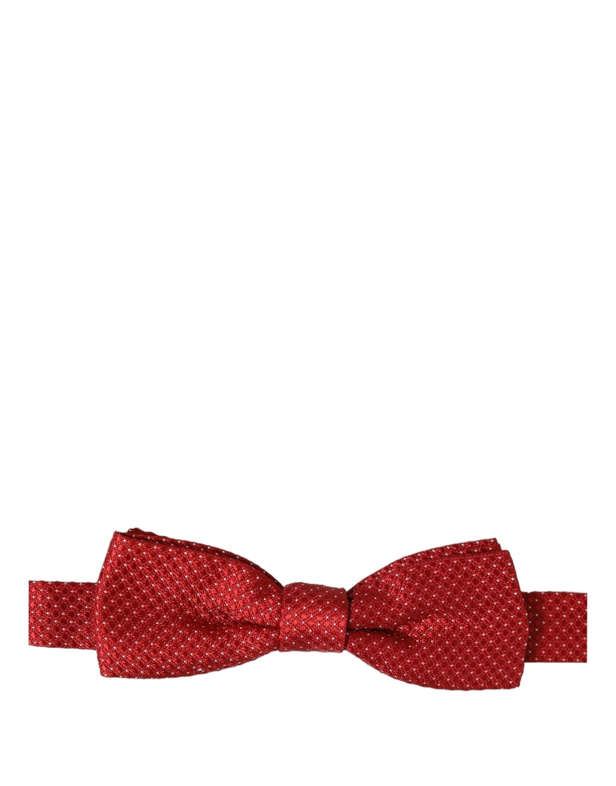 Dolce & Gabbana Men Red Polka Dot Silk Adjustable Neck Papillon Bow Tie - Image 3