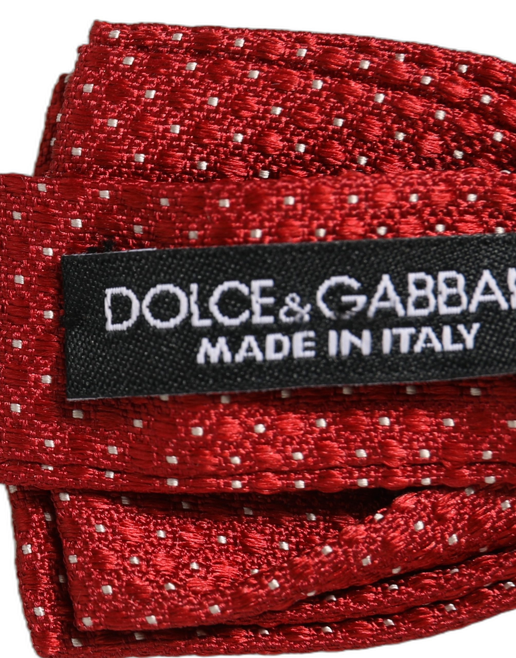 Dolce & Gabbana Men Red Polka Dot Silk Adjustable Neck Papillon Bow Tie - Image 5