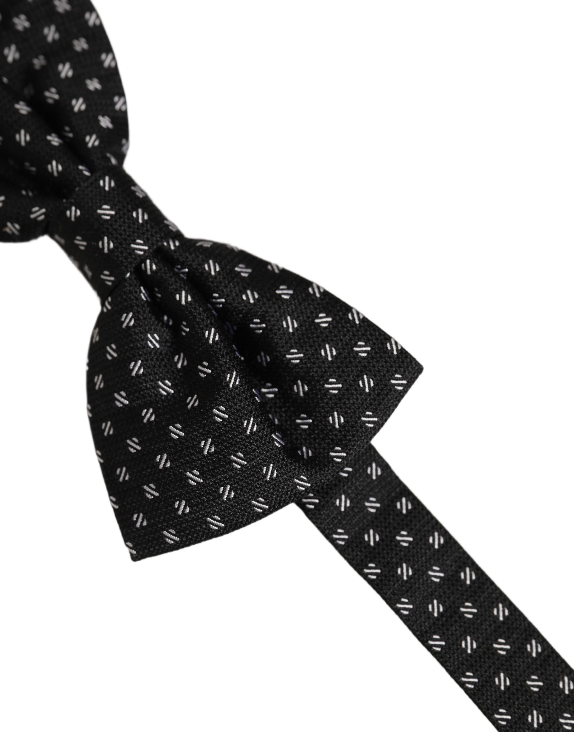 Dolce & Gabbana Men Dark Gray Patterned Adjustable Neck Papillon Bow Tie - Image 3