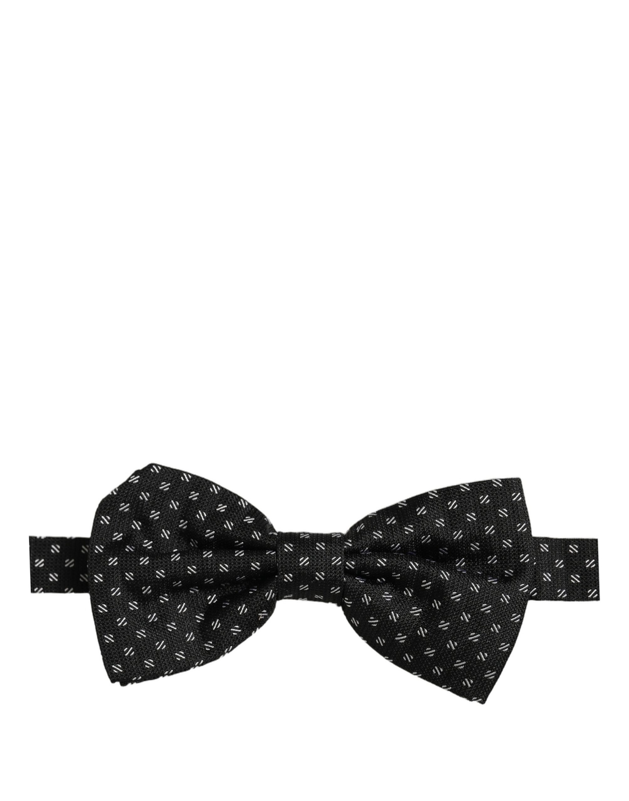 Dolce & Gabbana Men Dark Gray Patterned Adjustable Neck Papillon Bow Tie - Image 4