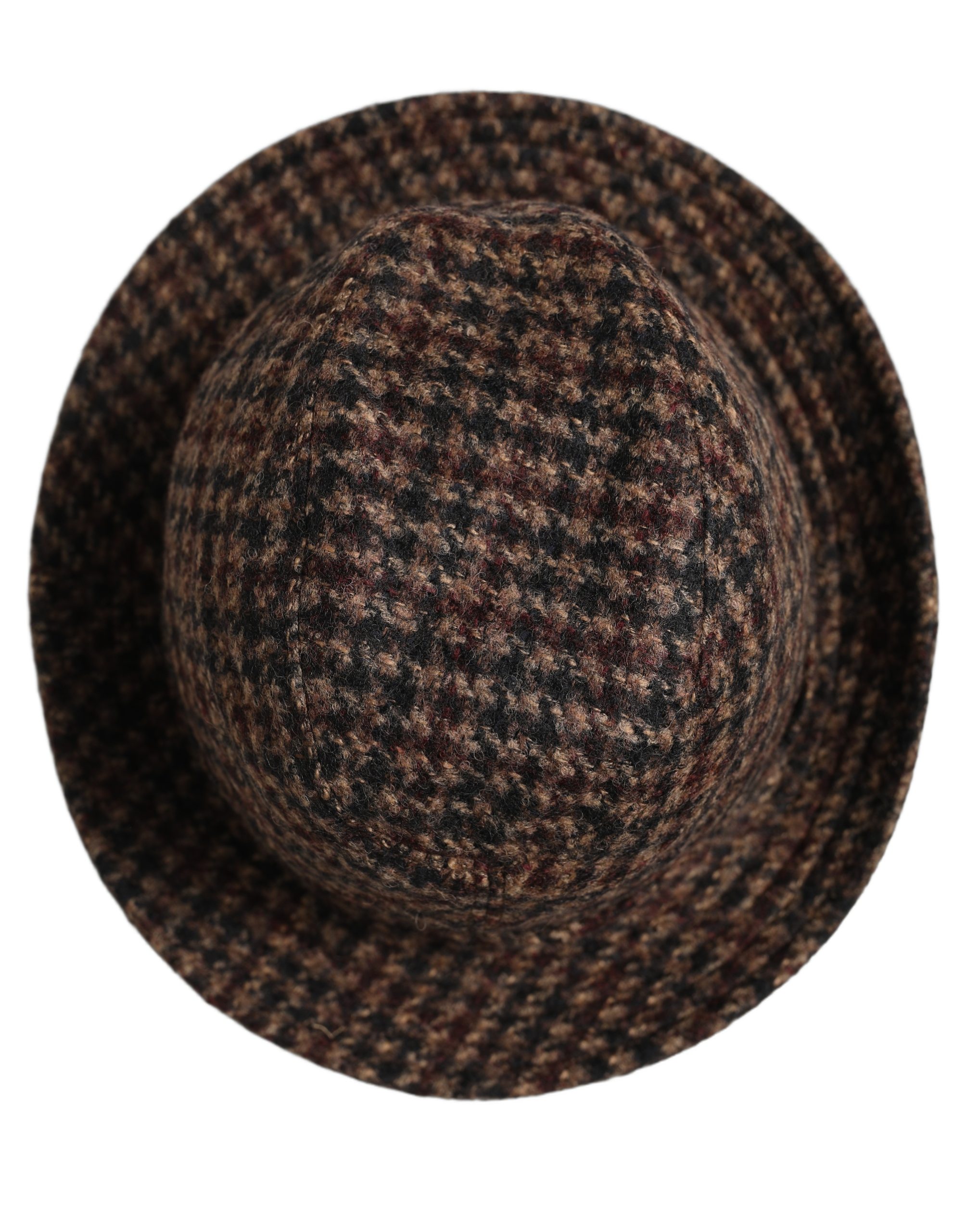 Dolce & Gabbana Brown Checkered Wool Tweed Fedora Capello Hats - Image 6