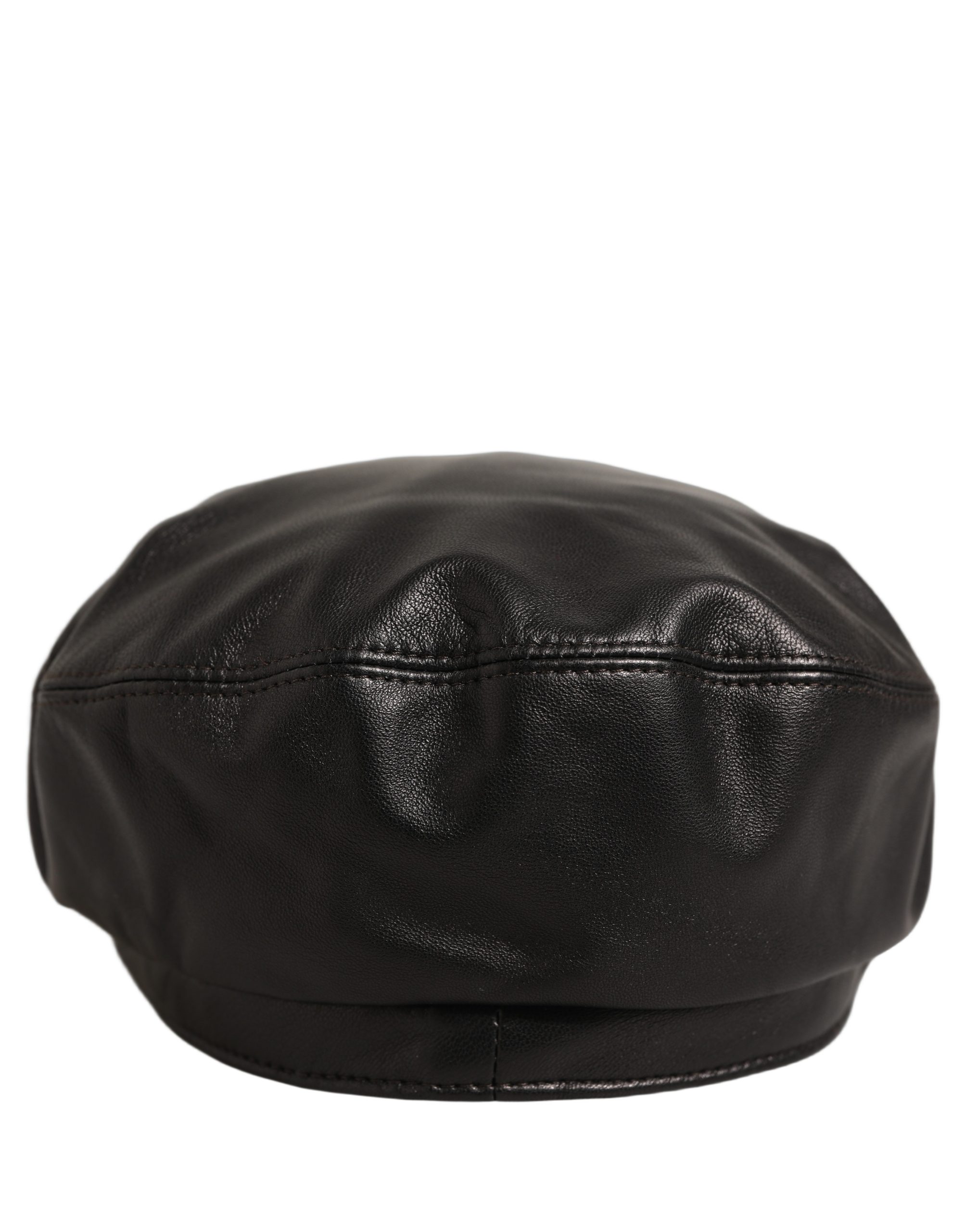 Dolce & Gabbana Black Lambskin Leather Newsboy Capello Hat - Image 5