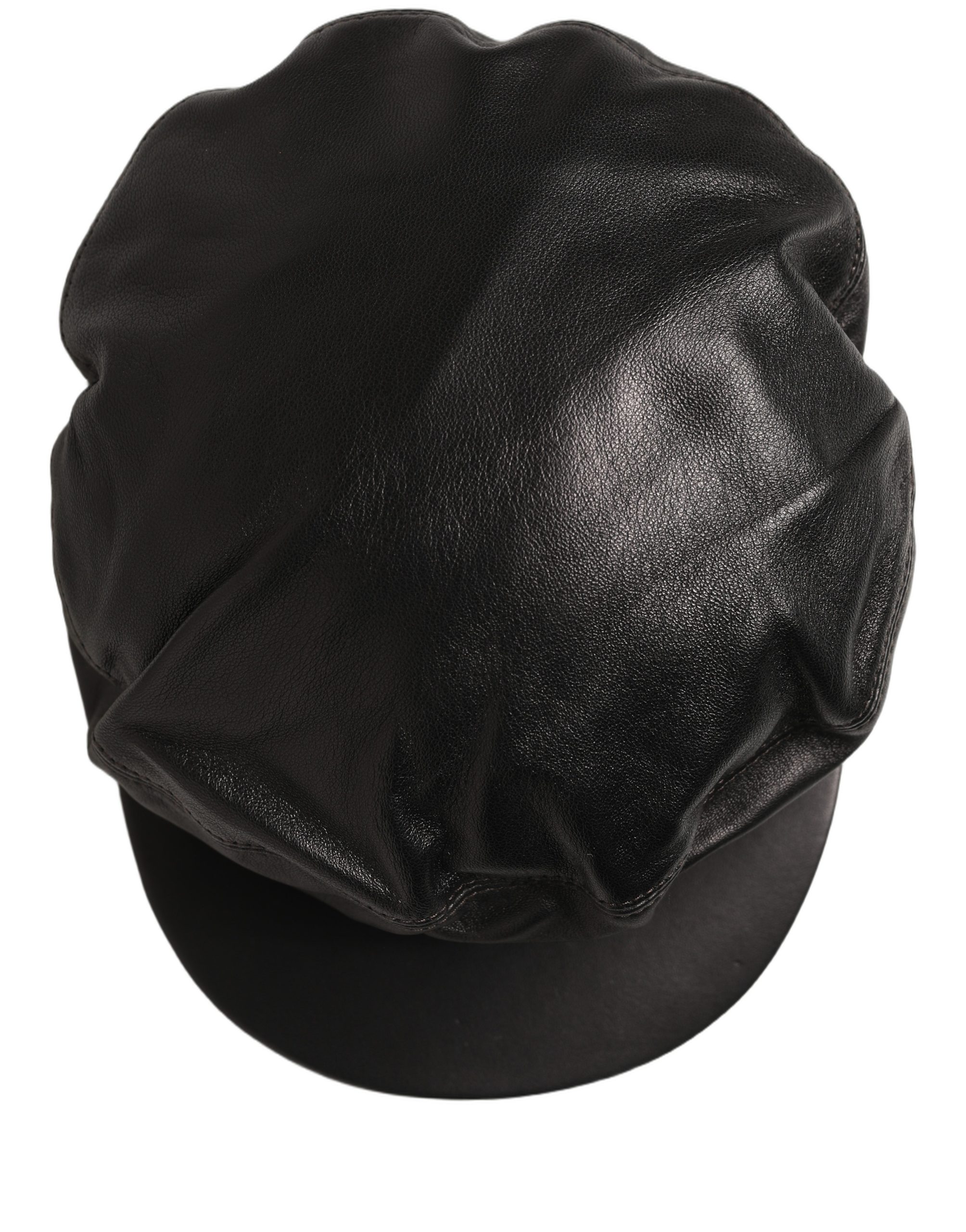 Dolce & Gabbana Black Lambskin Leather Newsboy Capello Hat - Image 6