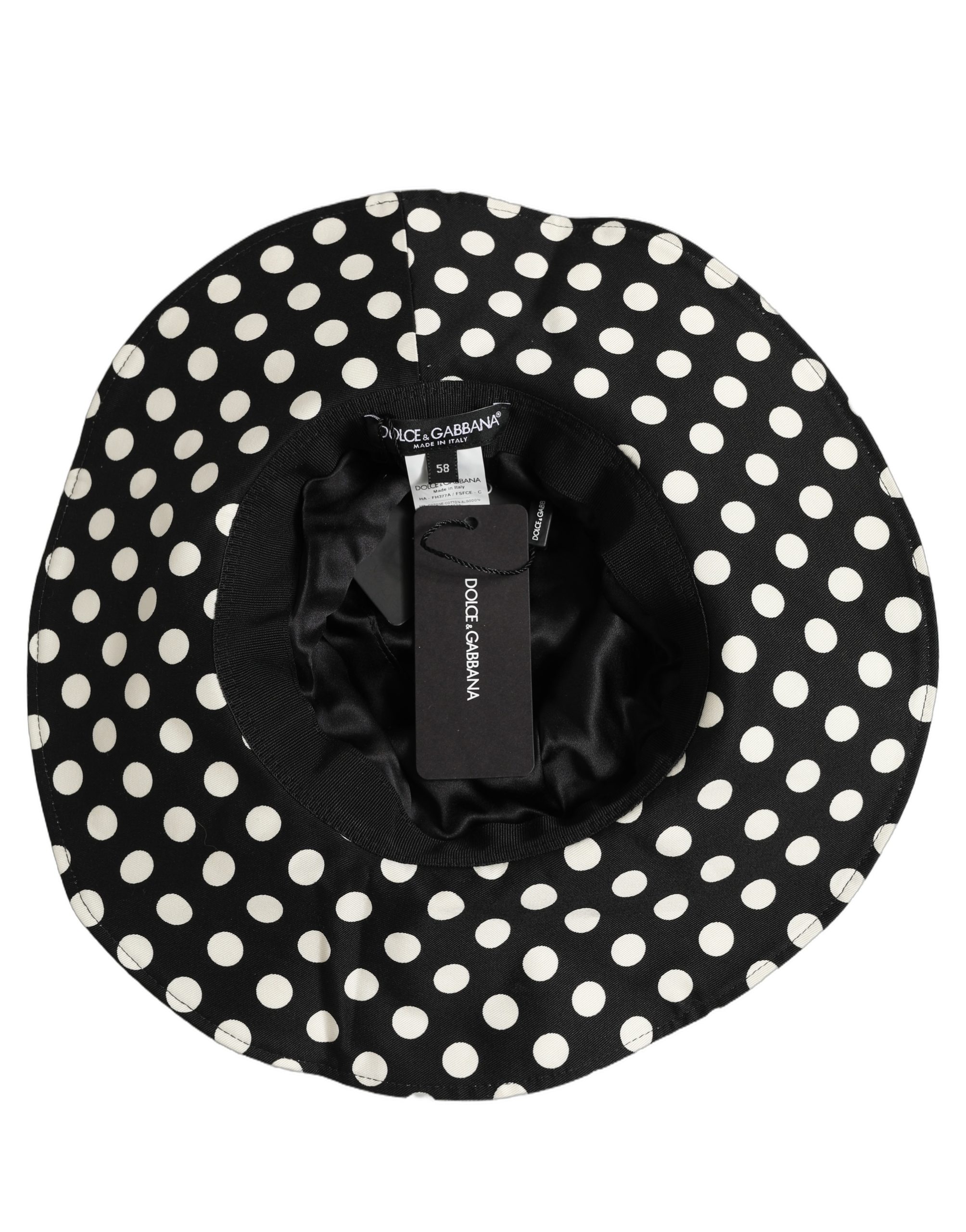 Dolce & Gabbana Black White Polka Dot Cotton Bucket Capello Hat