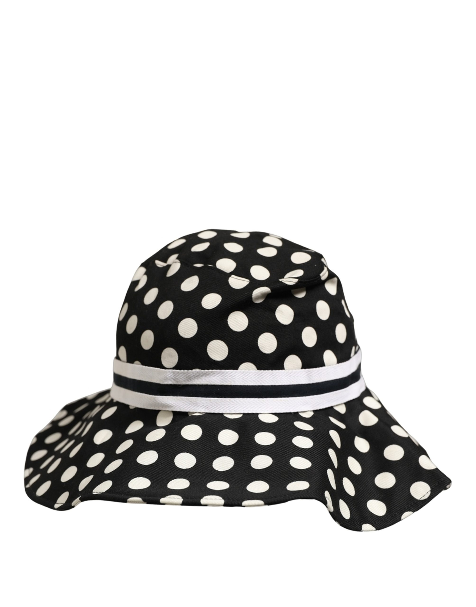 Dolce & Gabbana Black White Polka Dot Cotton Bucket Capello Hat - Image 3
