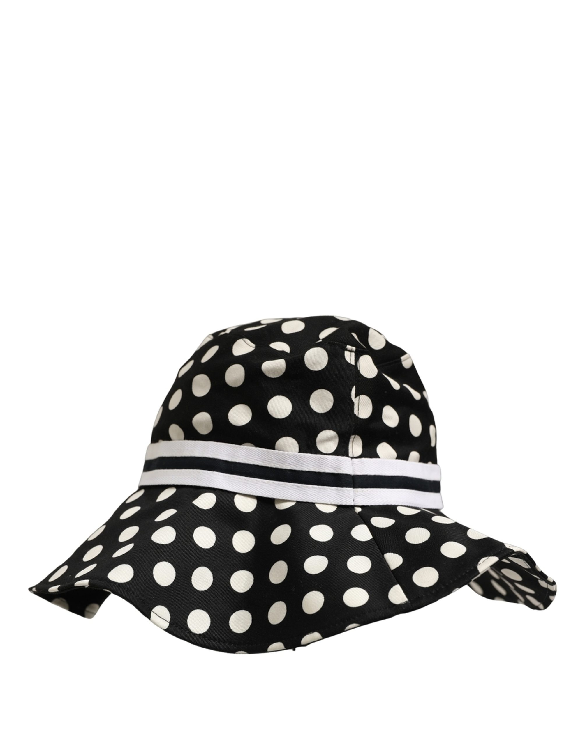 Dolce & Gabbana Black White Polka Dot Cotton Bucket Capello Hat - Image 4