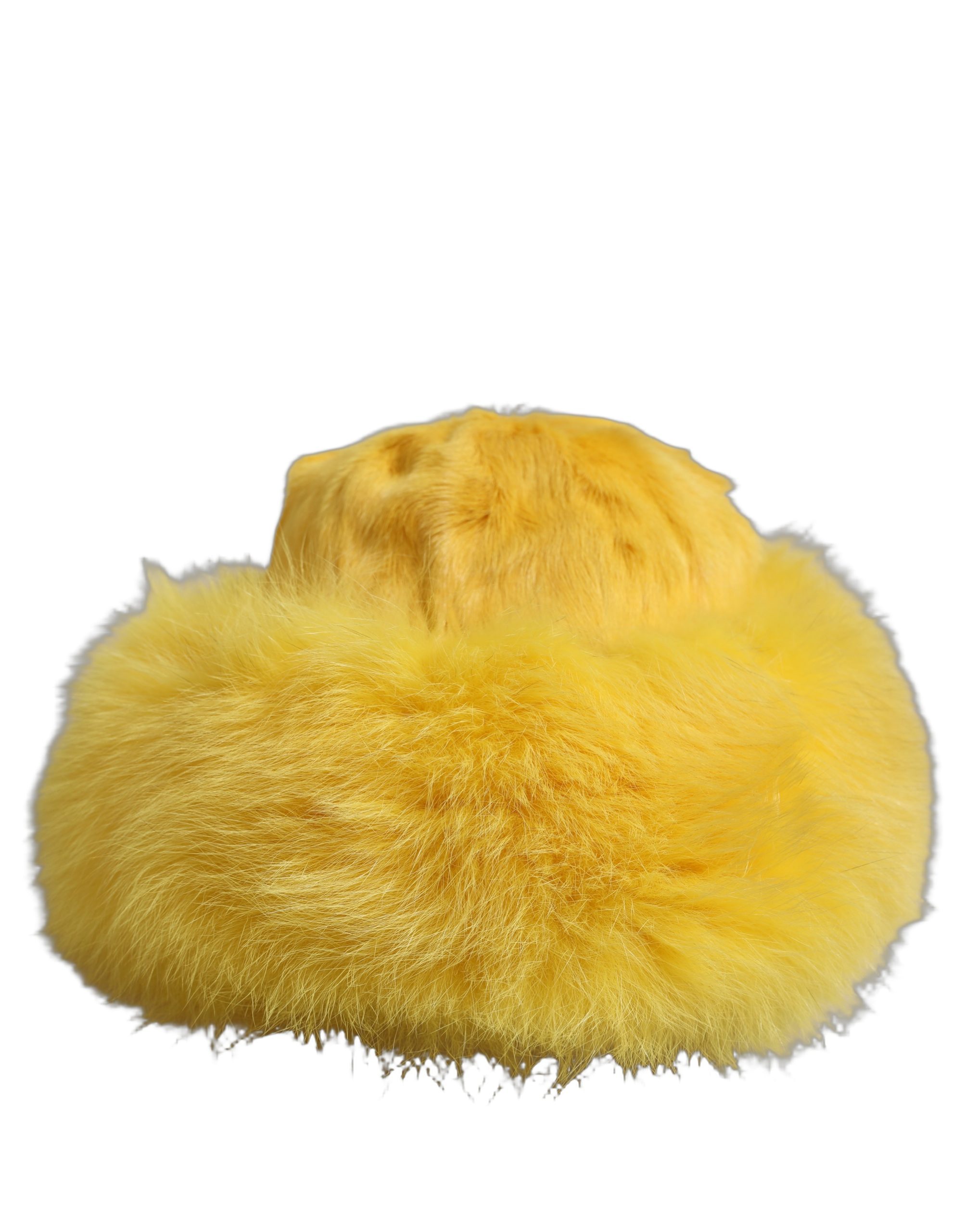 Dolce & Gabbana Yellow Fox Fur Womens Bucket Capello Hat - Image 4