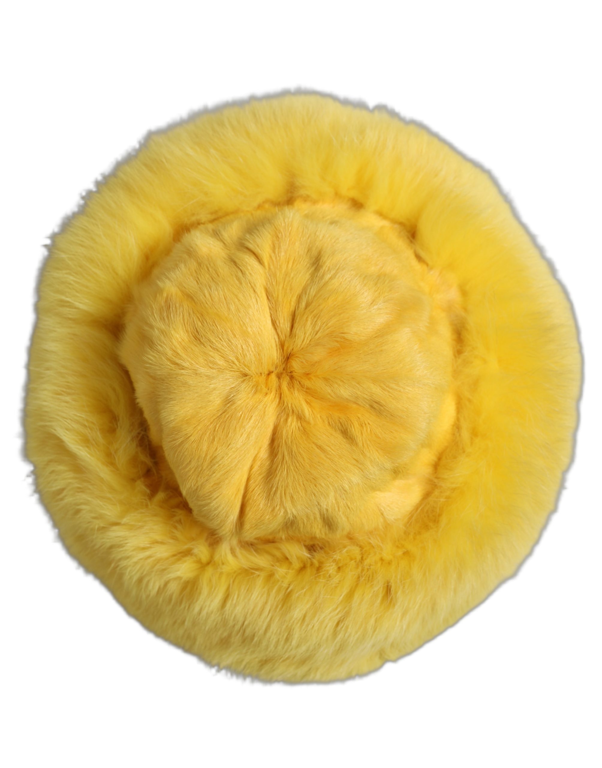 Dolce & Gabbana Yellow Fox Fur Womens Bucket Capello Hat - Image 5