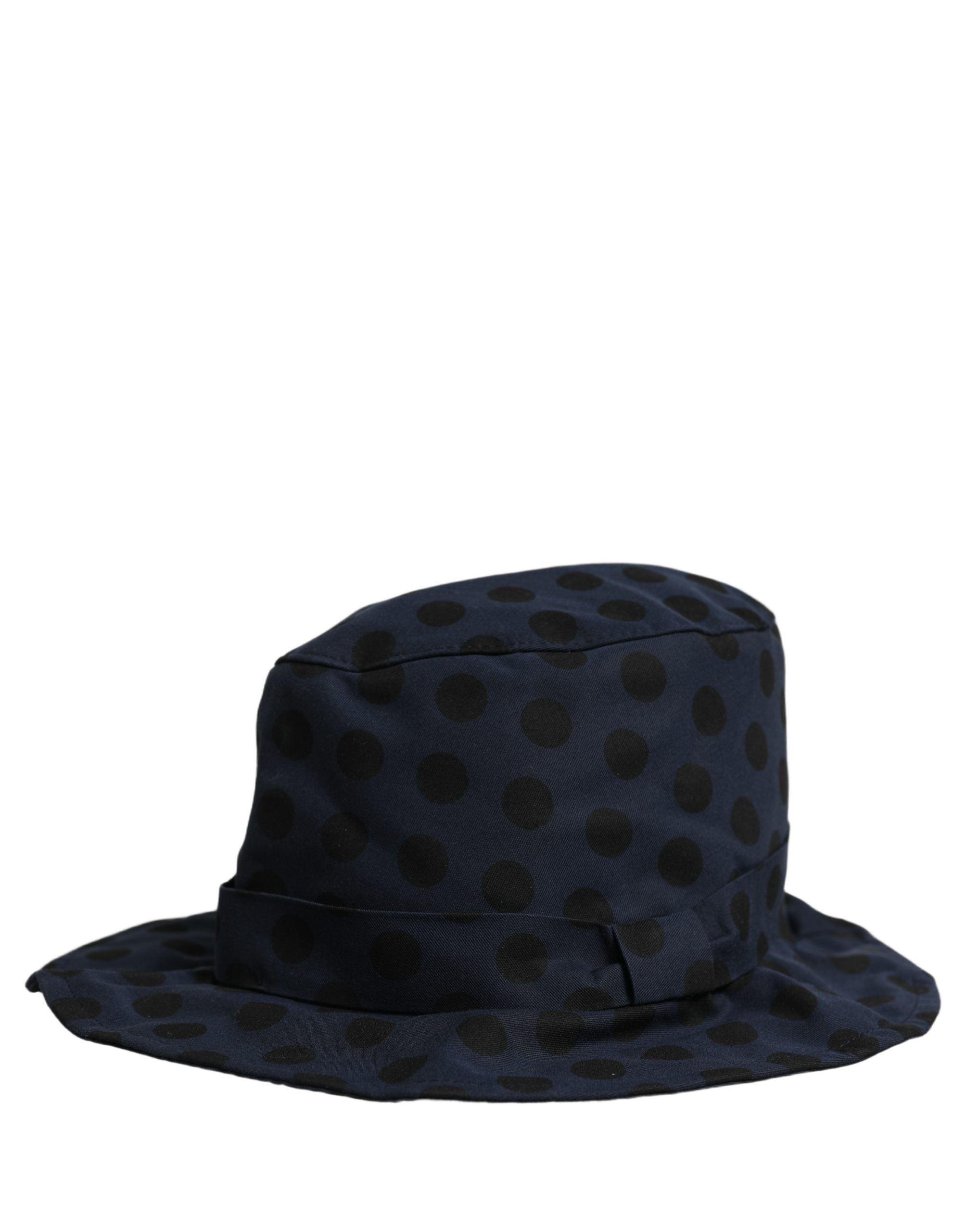 Dolce & Gabbana Blue Black Polka Dot Cotton Bucket Capello Hat - Image 2