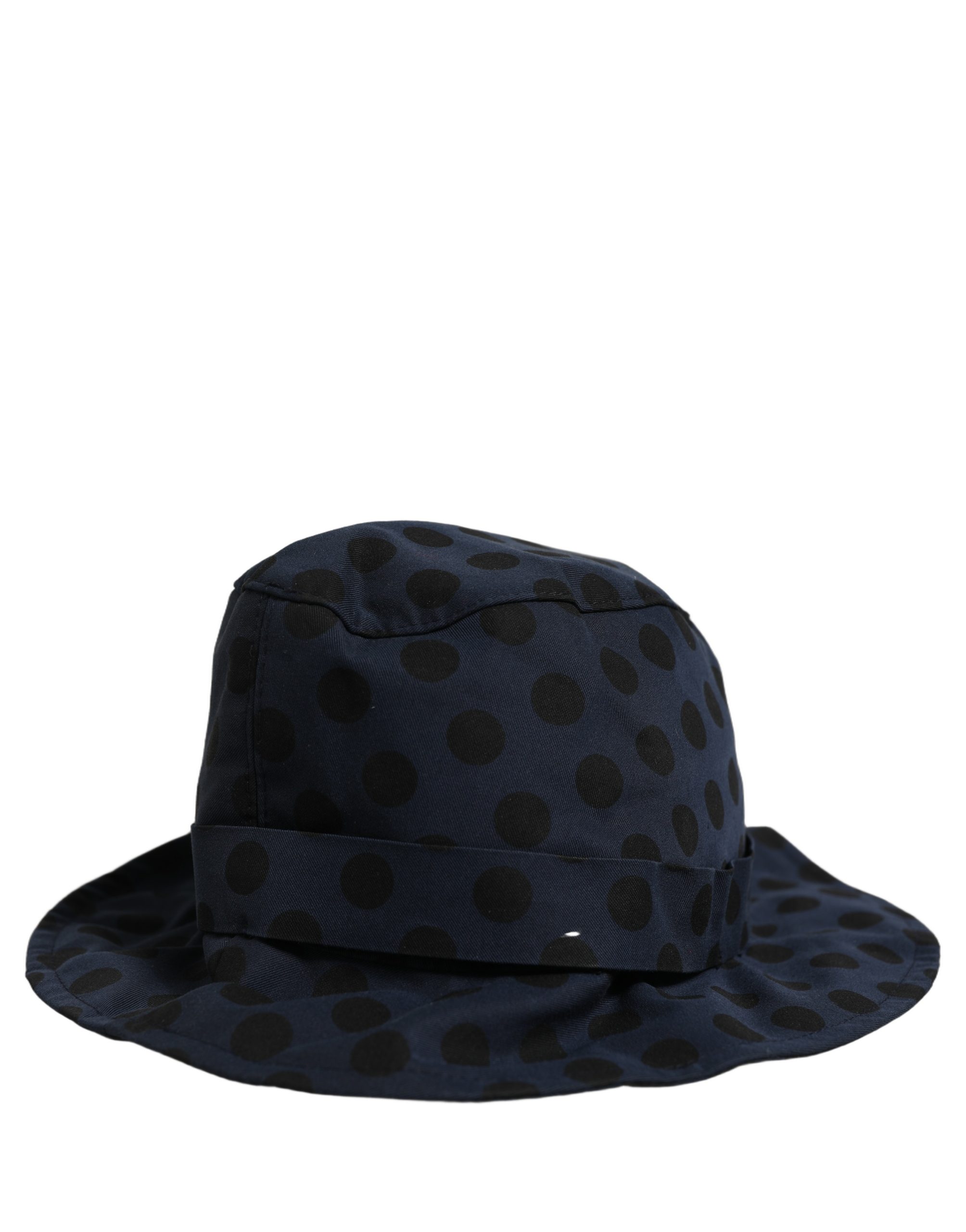 Dolce & Gabbana Blue Black Polka Dot Cotton Bucket Capello Hat - Image 3