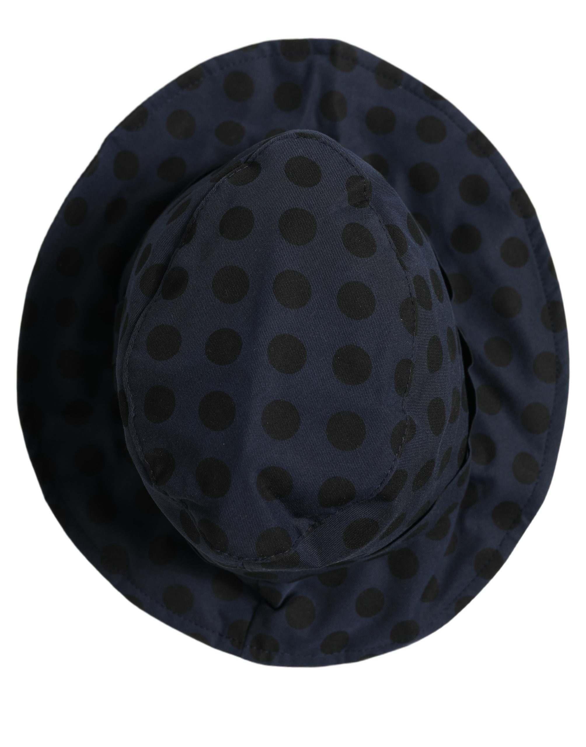 Dolce & Gabbana Blue Black Polka Dot Cotton Bucket Capello Hat - Image 5