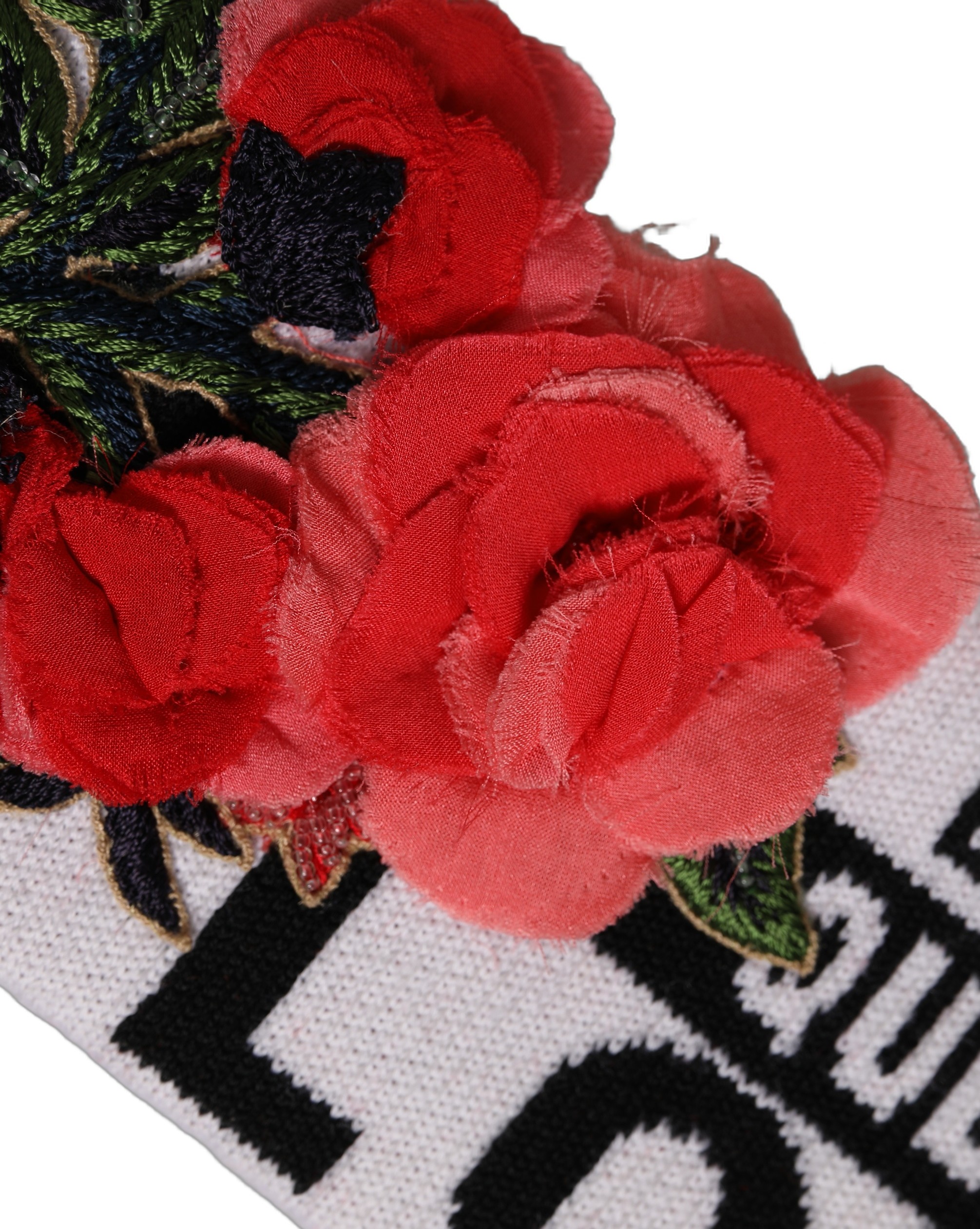 Dolce & Gabbana White D&G Queen Love Floral Applique Head Band One Size Hat - Image 5