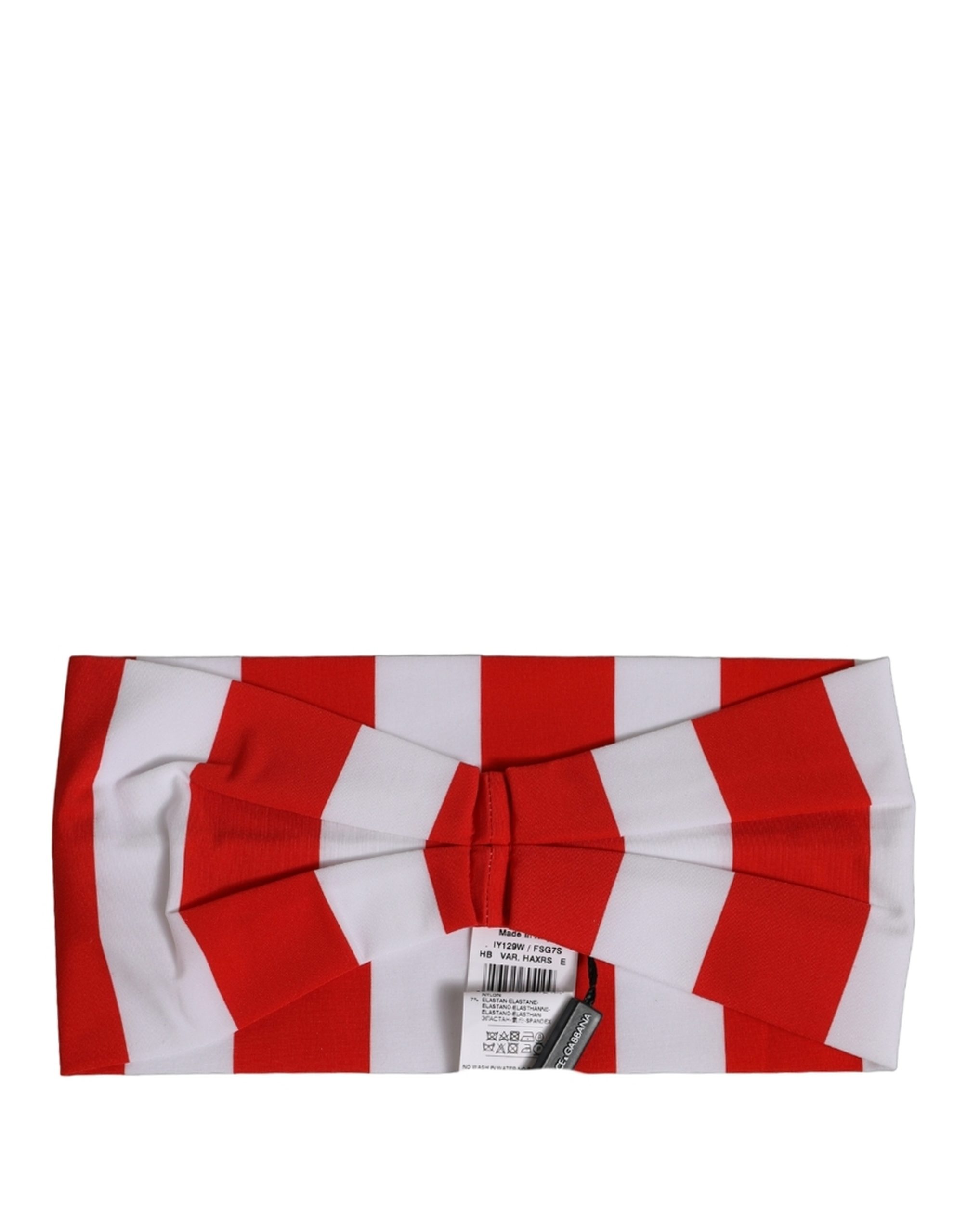 Dolce & Gabbana Red White Stripes Nylon Head Wrap One Size Headband - Image 4