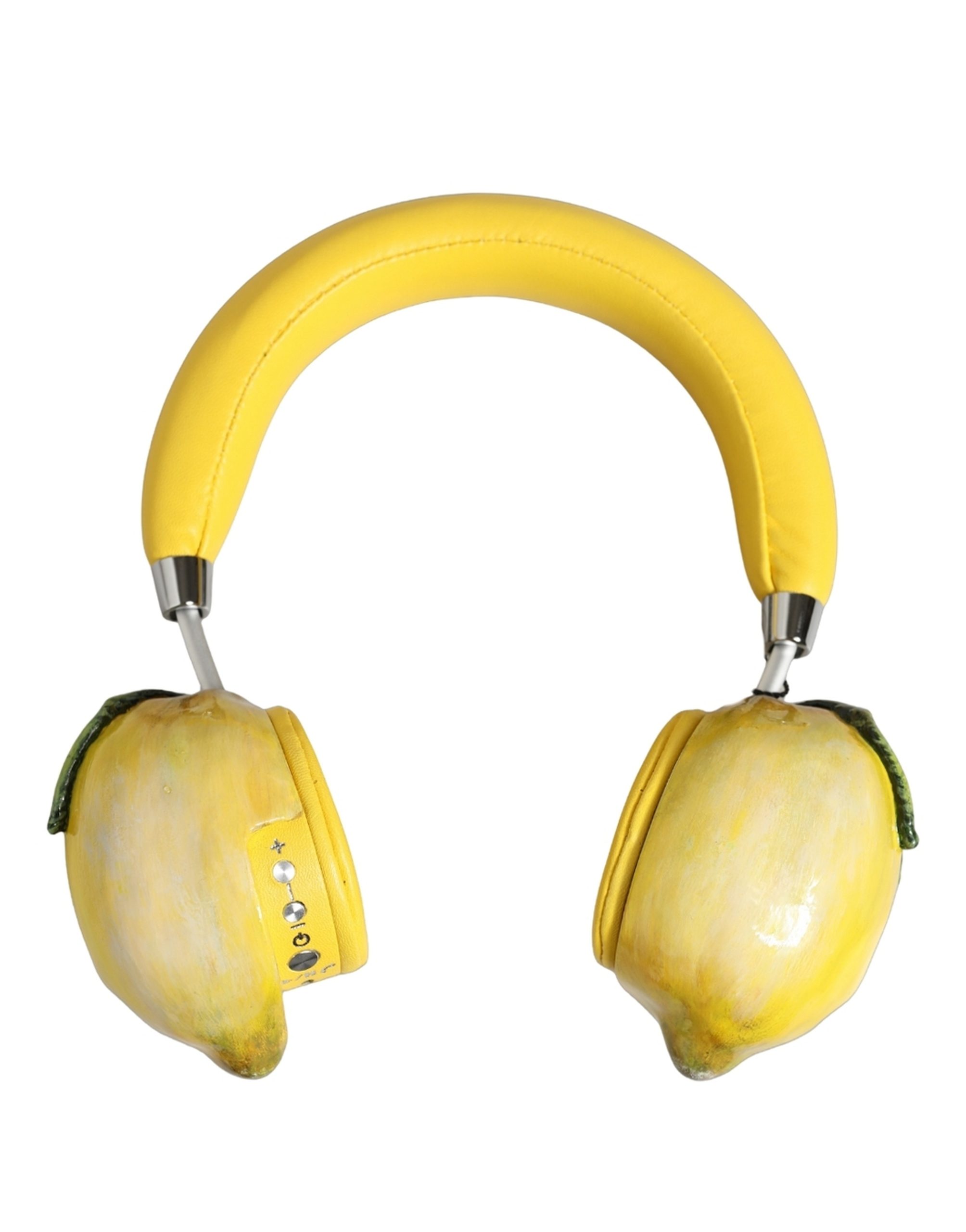 Dolce & Gabbana Yellow Vibrant Lemon Leather Headset Headphones - Image 2