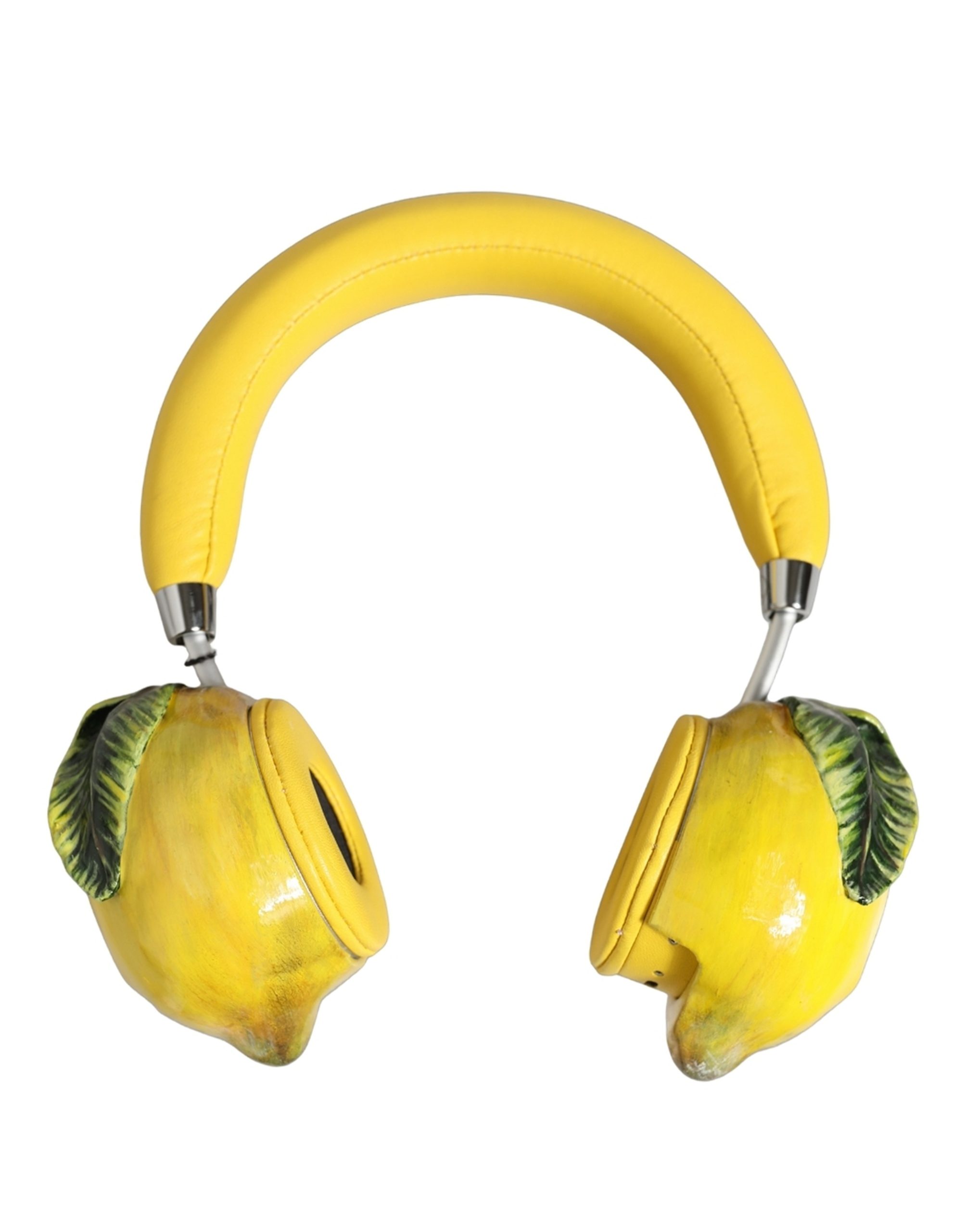 Dolce & Gabbana Yellow Vibrant Lemon Leather Headset Headphones - Image 3