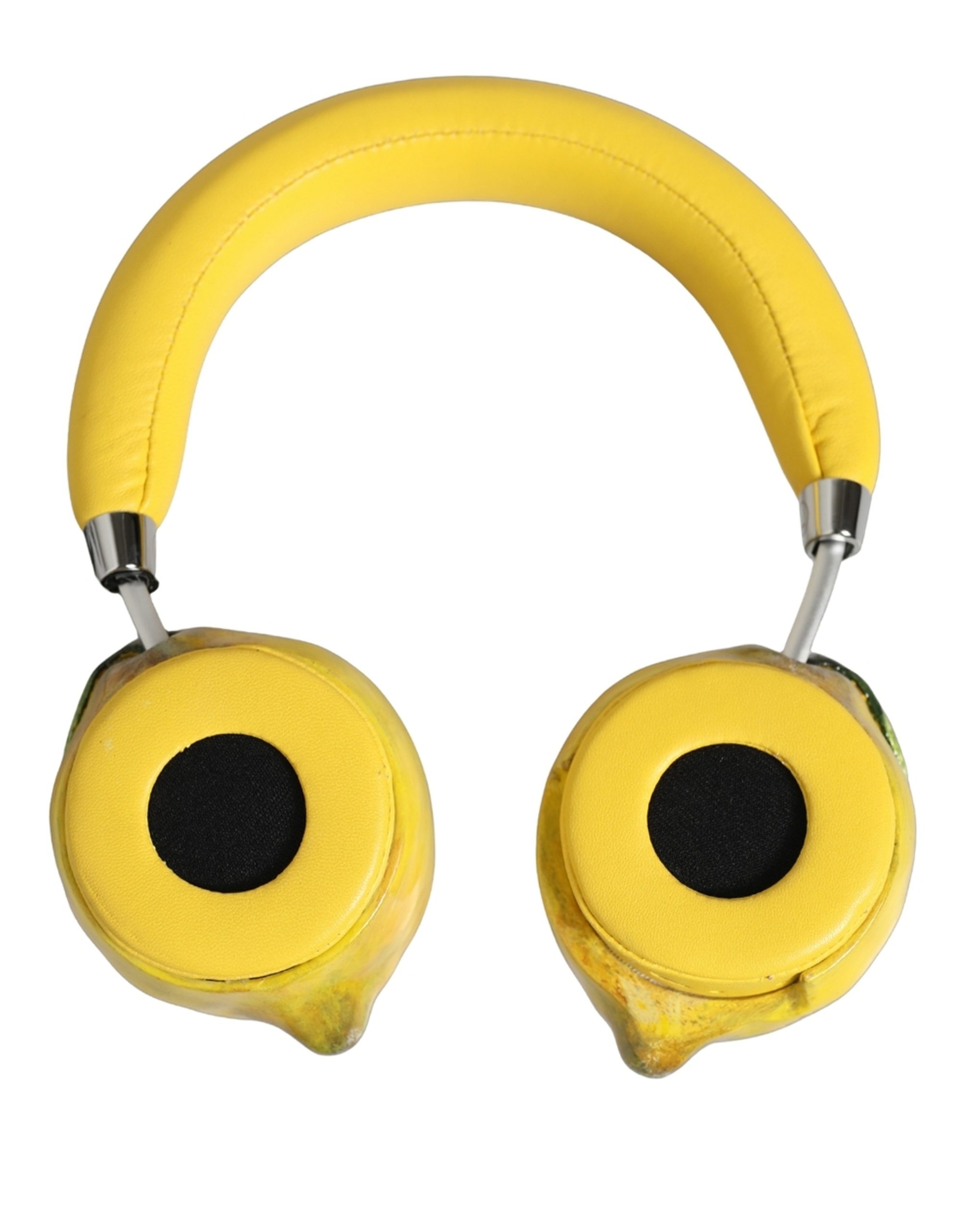 Dolce & Gabbana Yellow Vibrant Lemon Leather Headset Headphones - Image 8