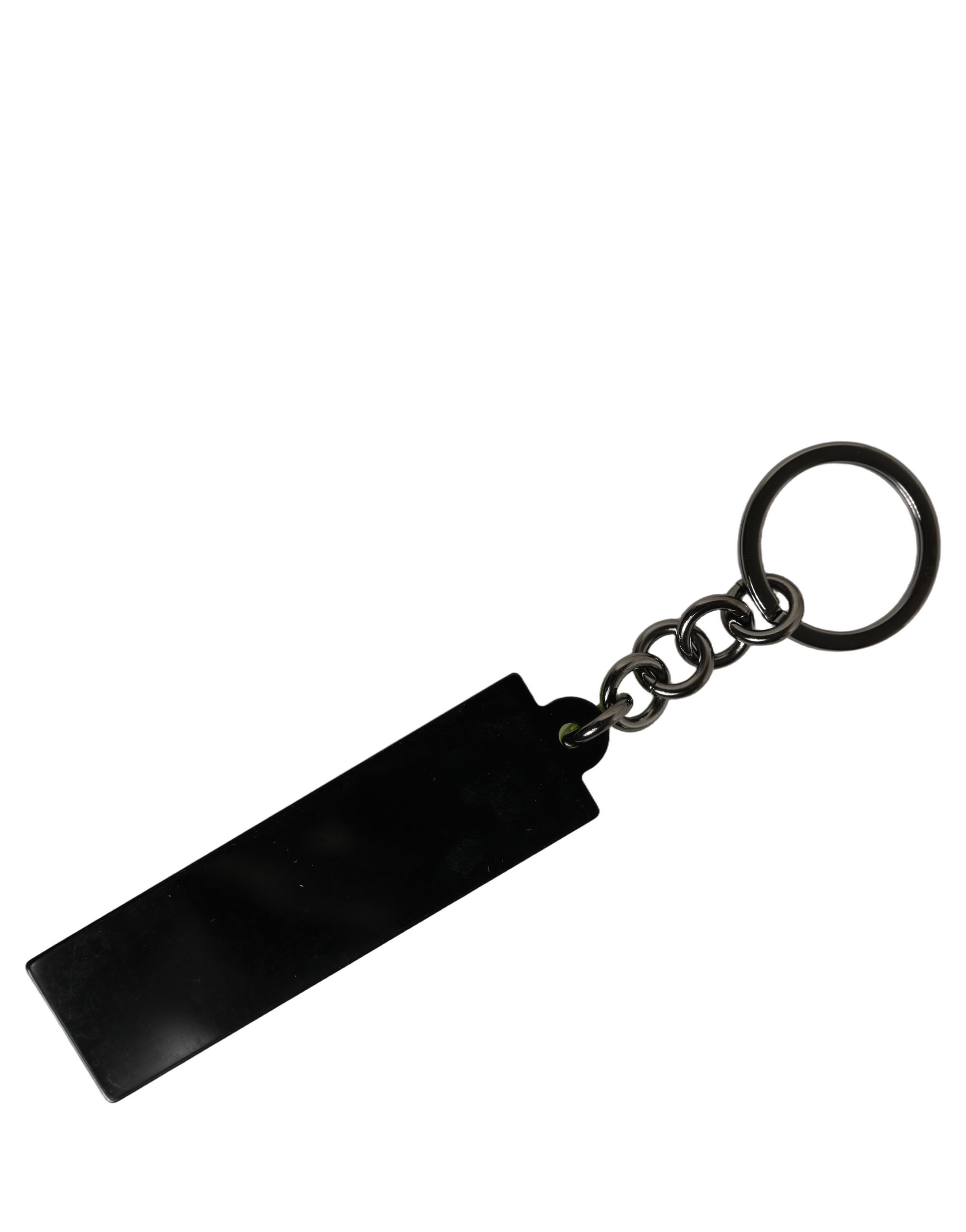 Dolce & Gabbana Neon Green Logo Print Charm Metal Keychain Keyring - Image 4