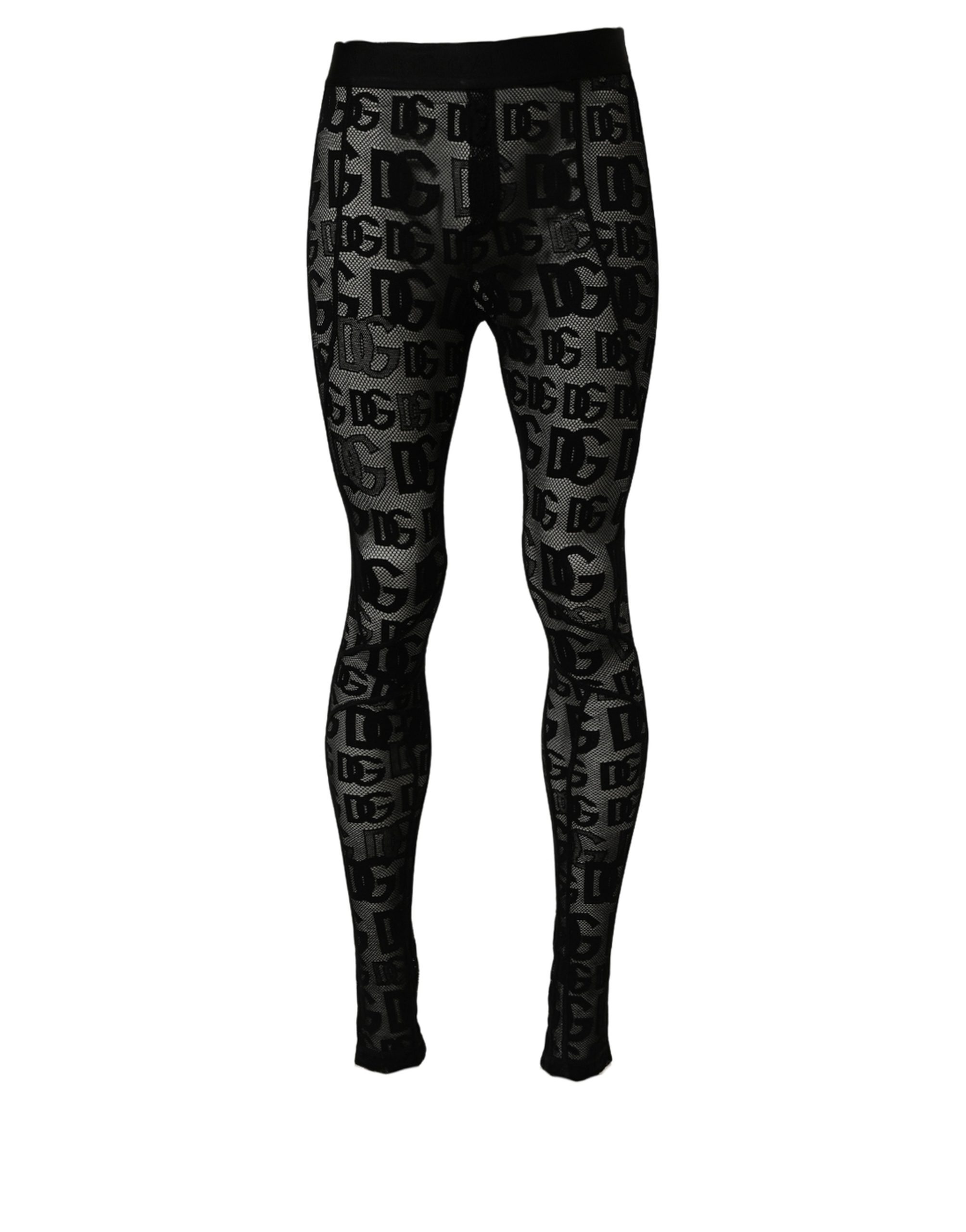 Dolce & Gabbana Black All Over Logo Print Sheer Pantyhose Underwear - Image 2