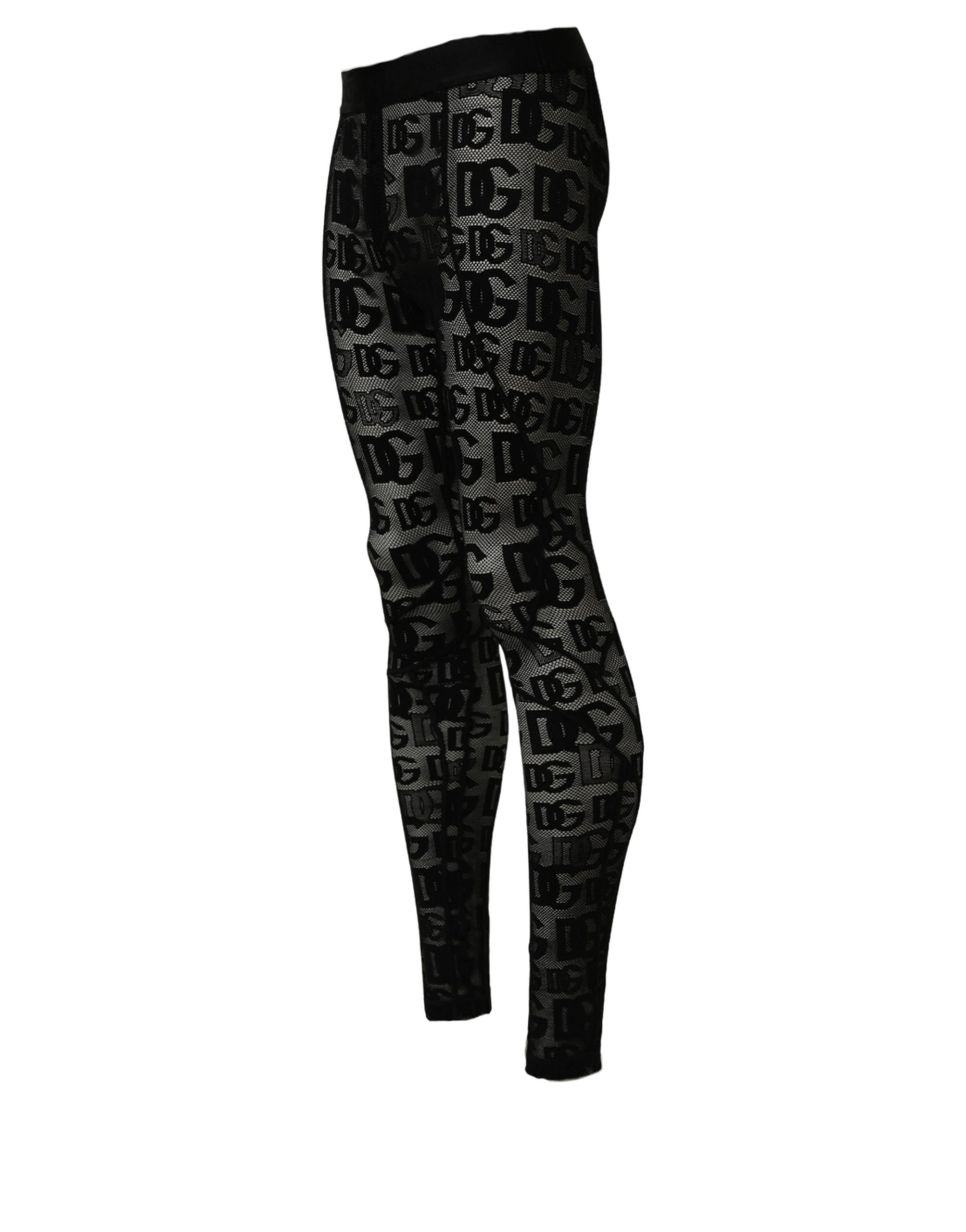 Dolce & Gabbana Black All Over Logo Print Sheer Pantyhose Underwear - Image 3