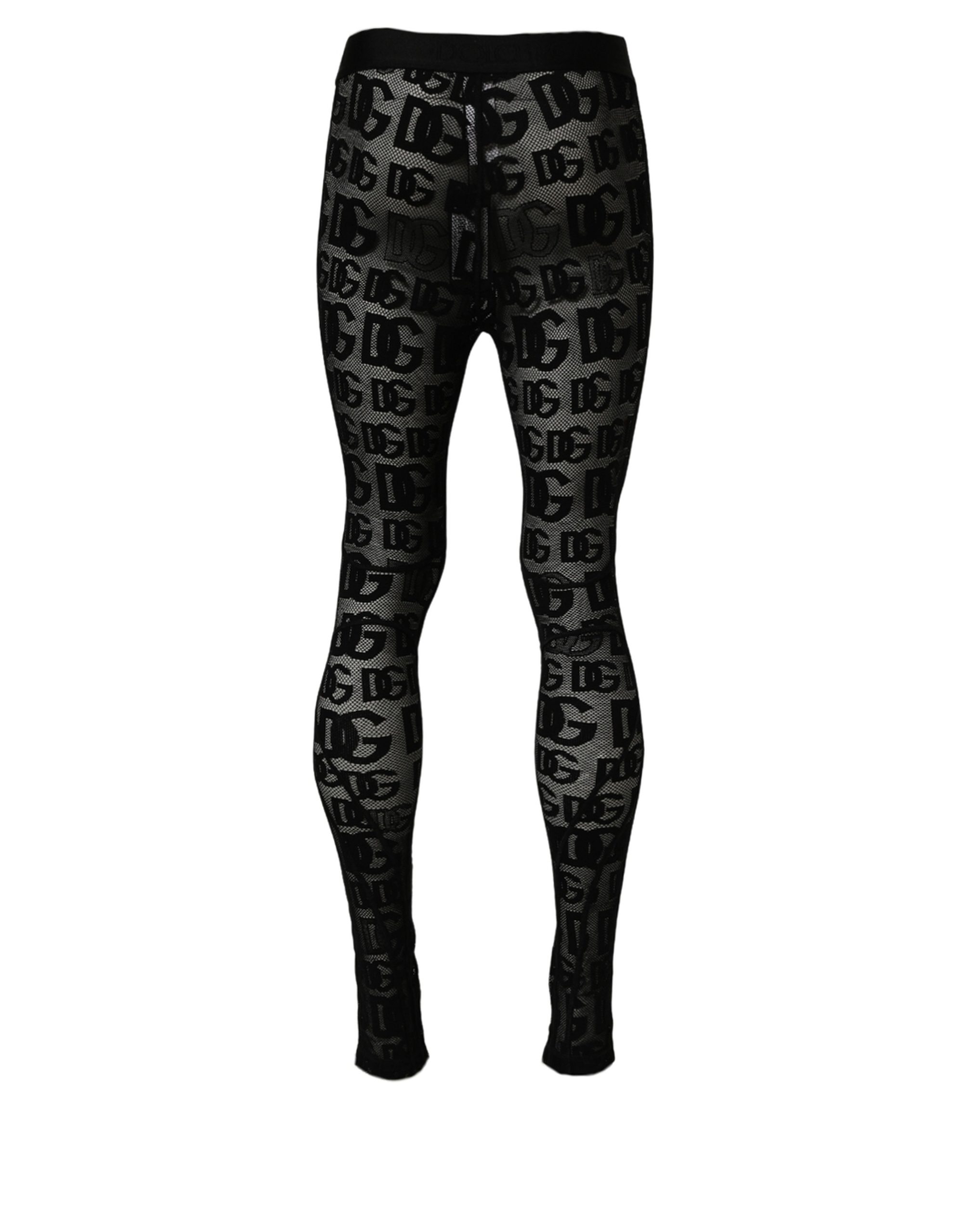 Dolce & Gabbana Black All Over Logo Print Sheer Pantyhose Underwear - Image 4