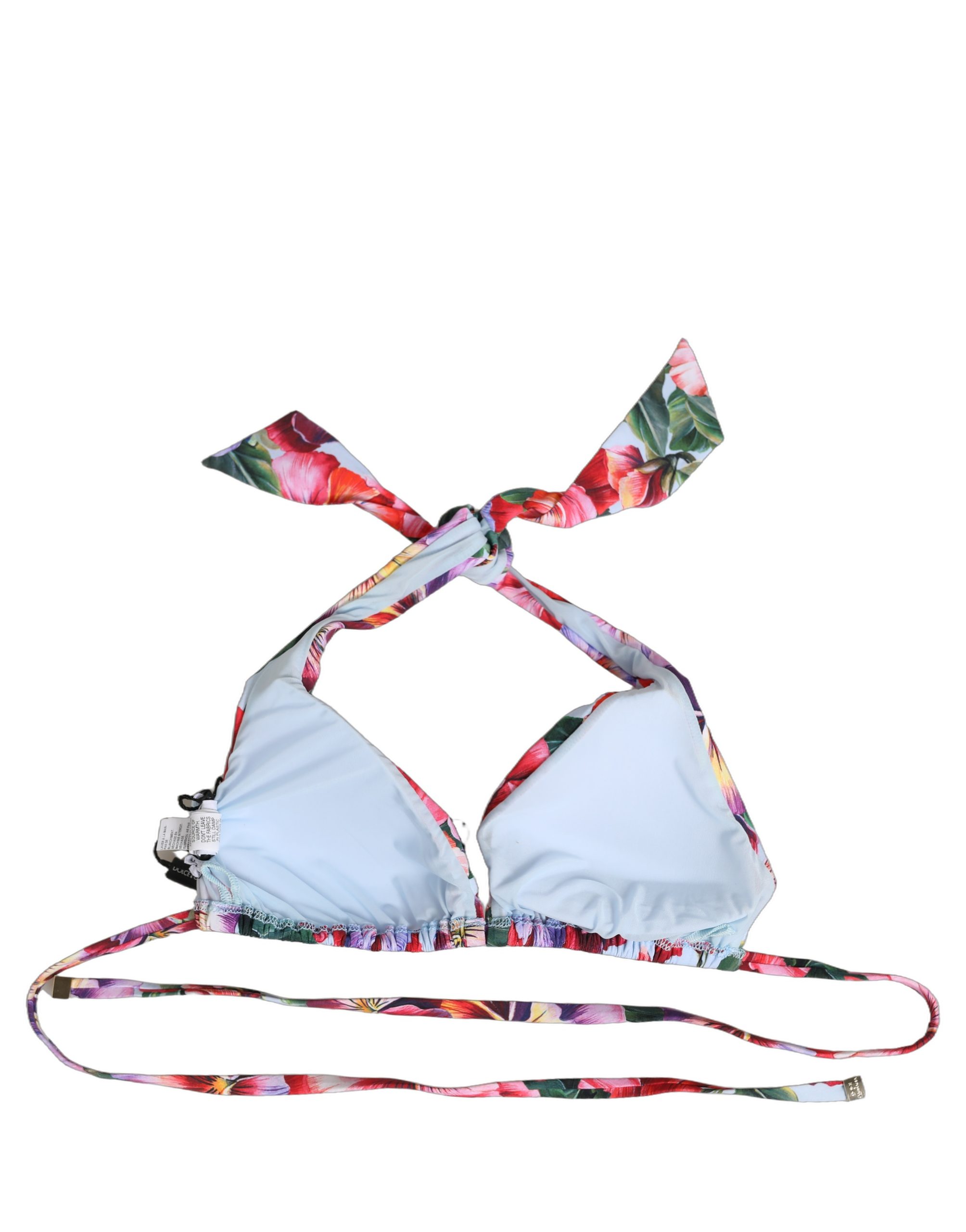 Dolce & Gabbana Multicolor Floral Triangle Beachwear Bikini Top - Image 2
