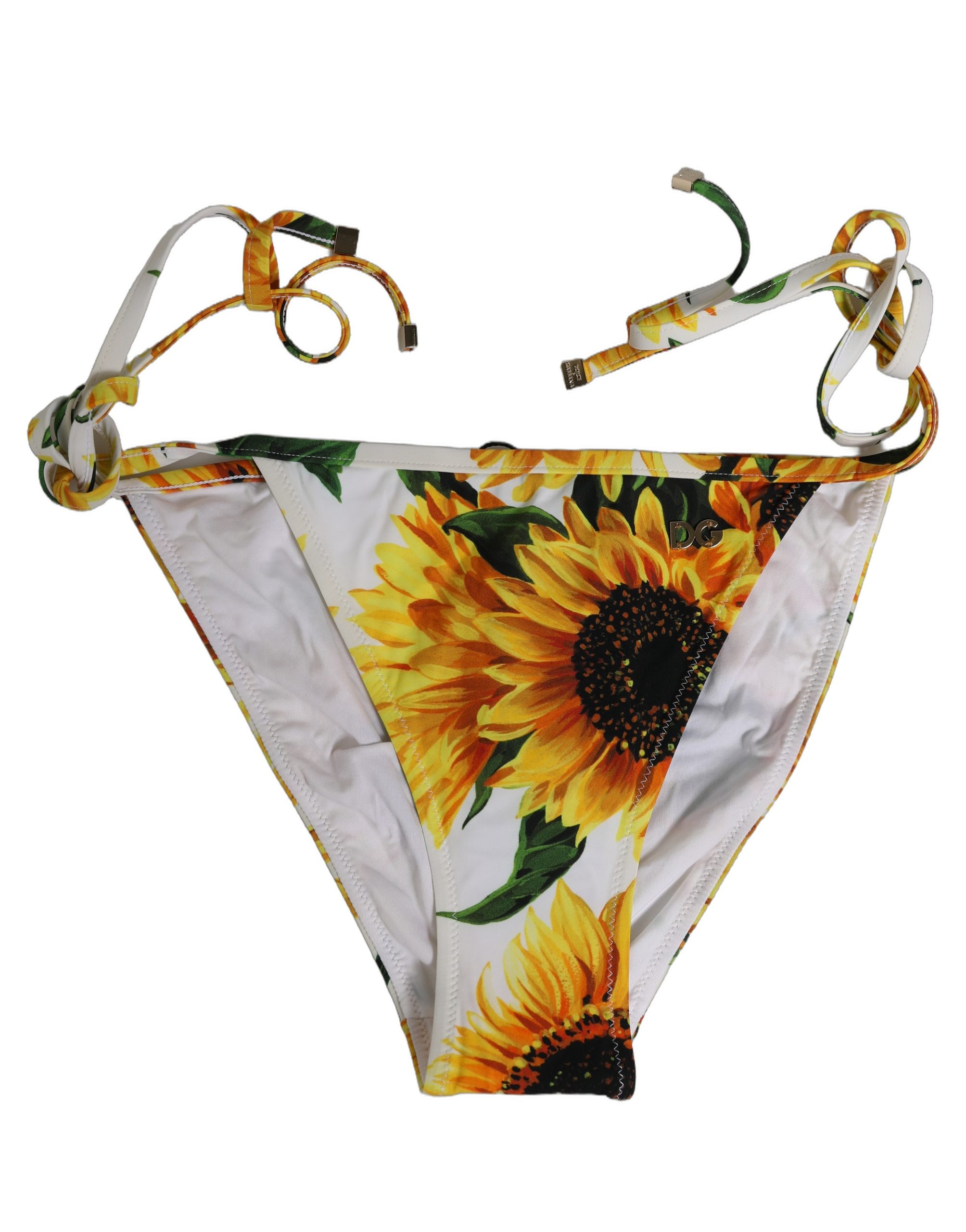 Dolce & Gabbana Bottom White Sunflower Nylon Beachwear Bikini - Image 3