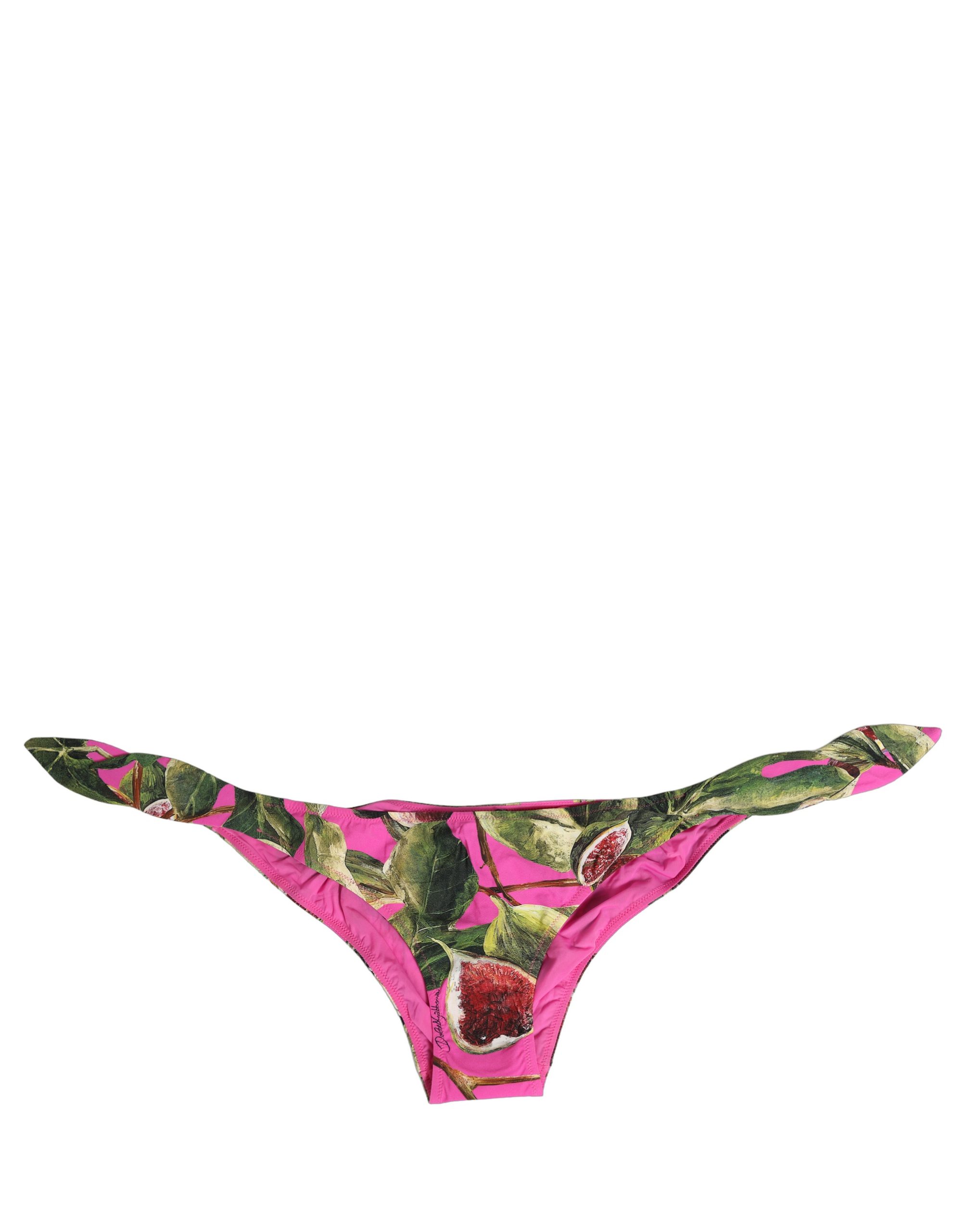 Dolce & Gabbana Fuchsia Pink Fig Print Beachwear Bikini Bottom - Image 2
