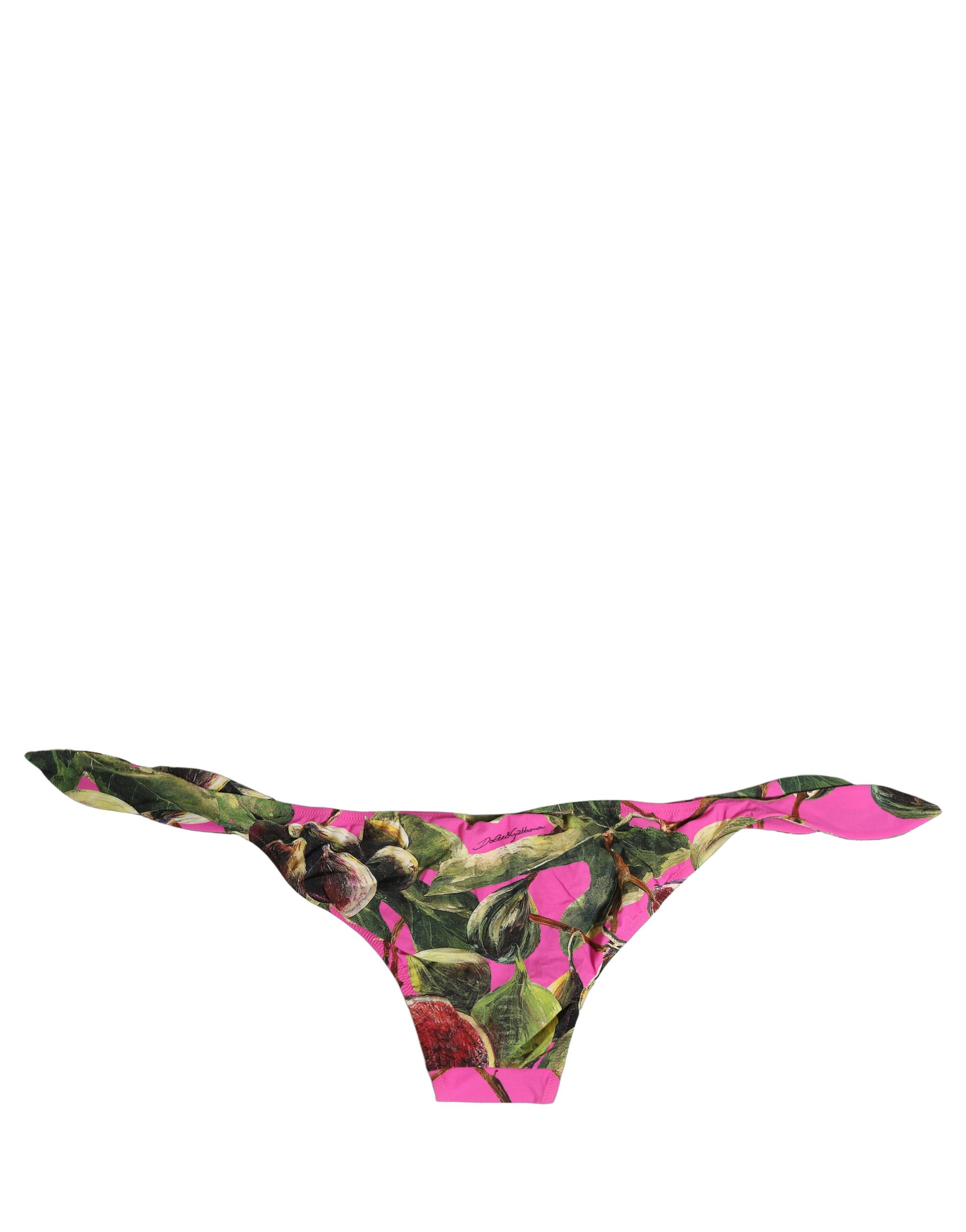 Dolce & Gabbana Fuchsia Pink Fig Print Beachwear Bikini Bottom - Image 5