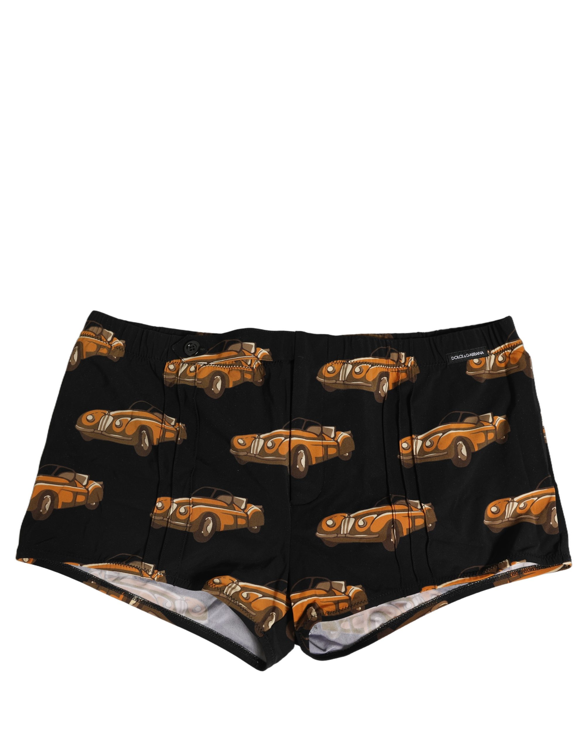 Dolce & Gabbana Black Car Print Swim Trunk Beachwear Swimwear - Image 4