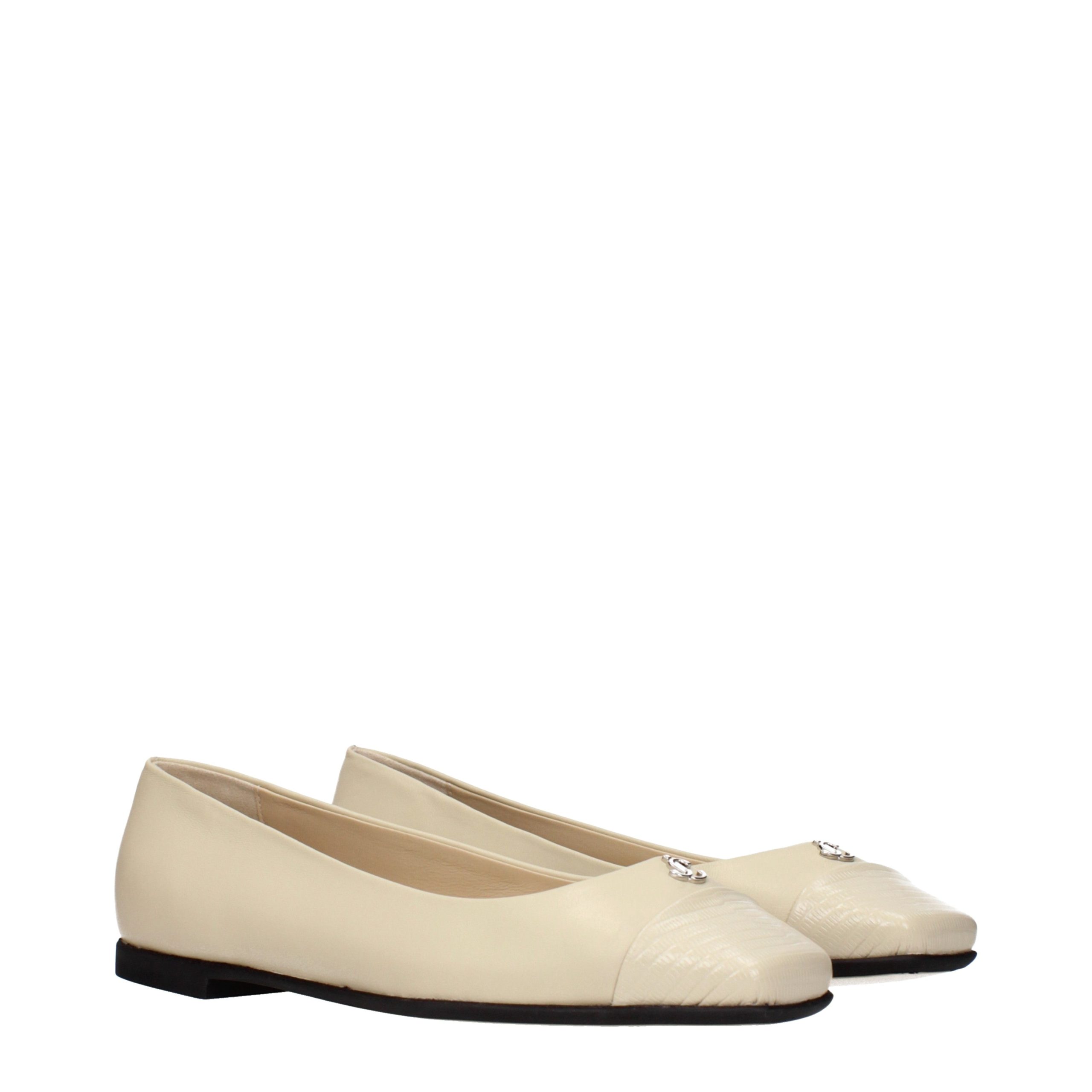 Jimmy Choo Beige Leather Ballet Flats - Image 2