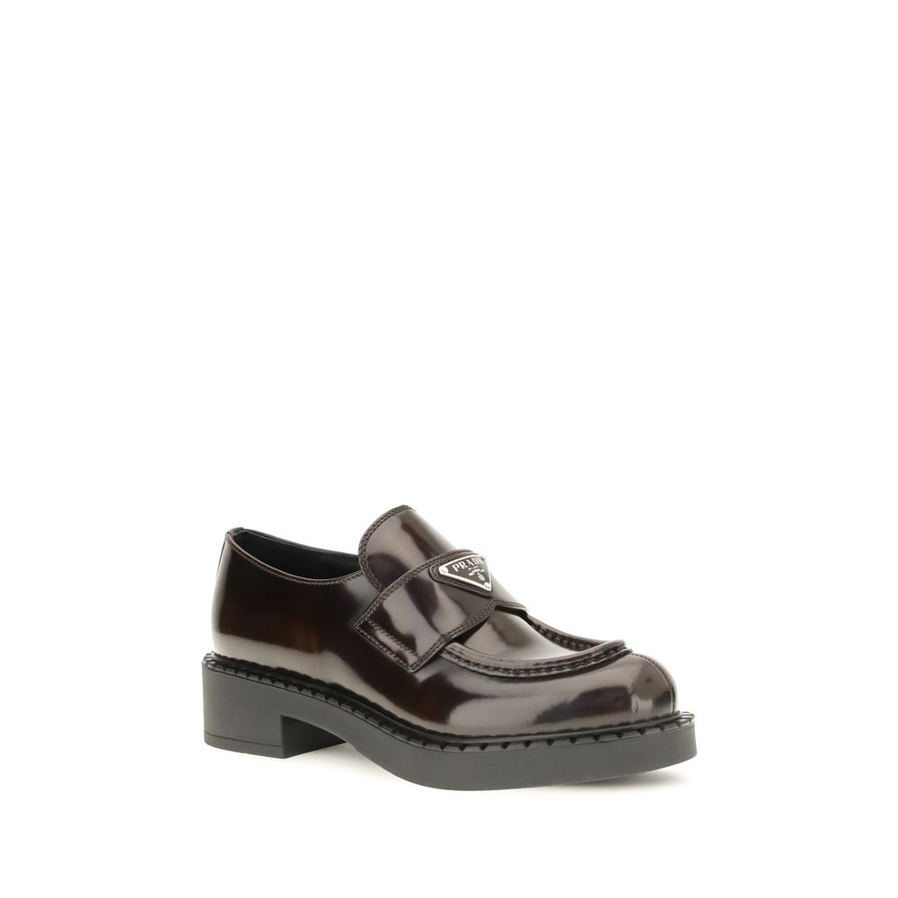 Prada Brown Calf Leather Bos Taurus Slip-On Loafers - Image 2