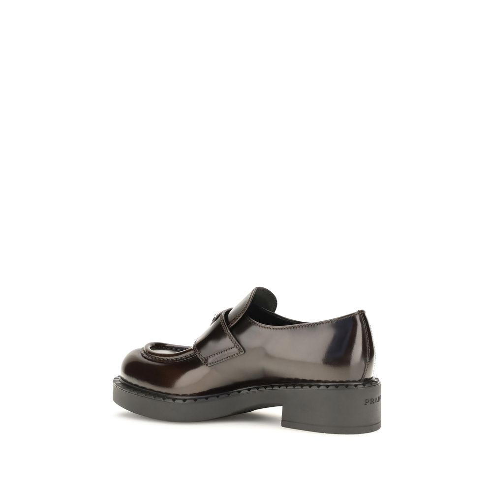 Prada Brown Calf Leather Bos Taurus Slip-On Loafers - Image 3