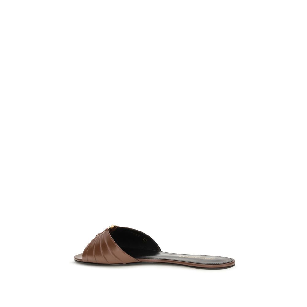 Saint Laurent Brown Calf Leather Bos Taurus Mules - Image 3