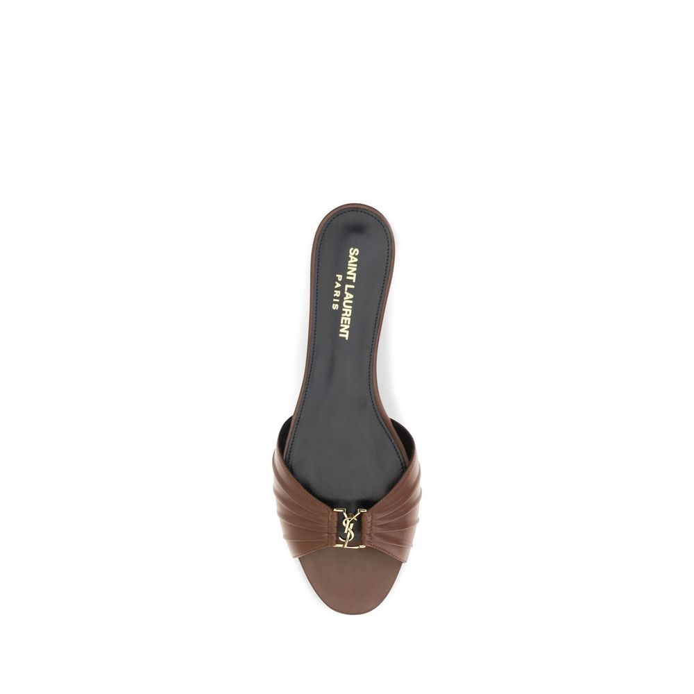 Saint Laurent Brown Calf Leather Bos Taurus Mules - Image 4