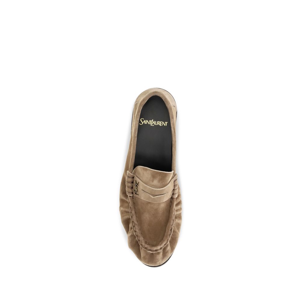 Saint Laurent Beige Calf Leather Bos Taurus Slip-On Loafers - Image 4
